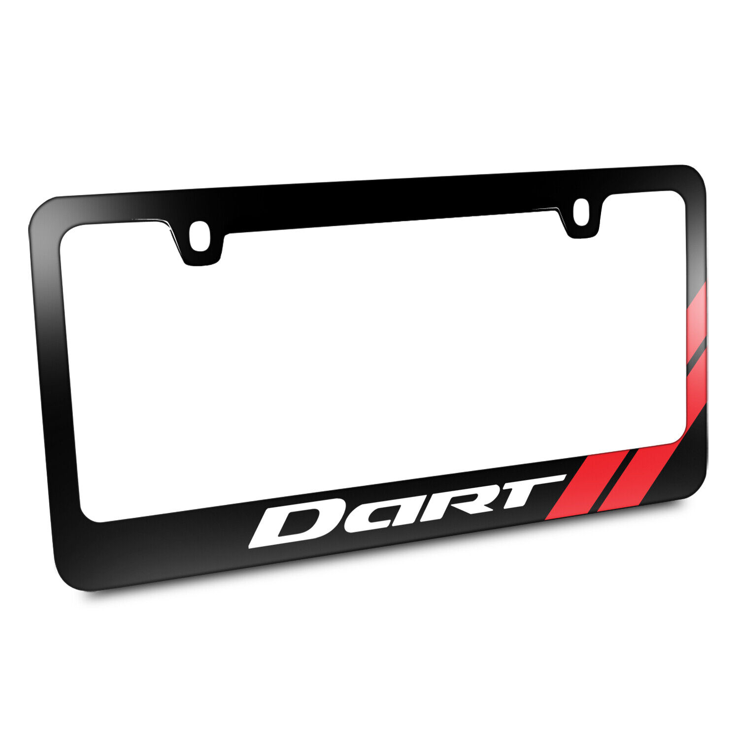 Dodge Dart Sporty Racing Red Stripe Black Metal License Plate Frame