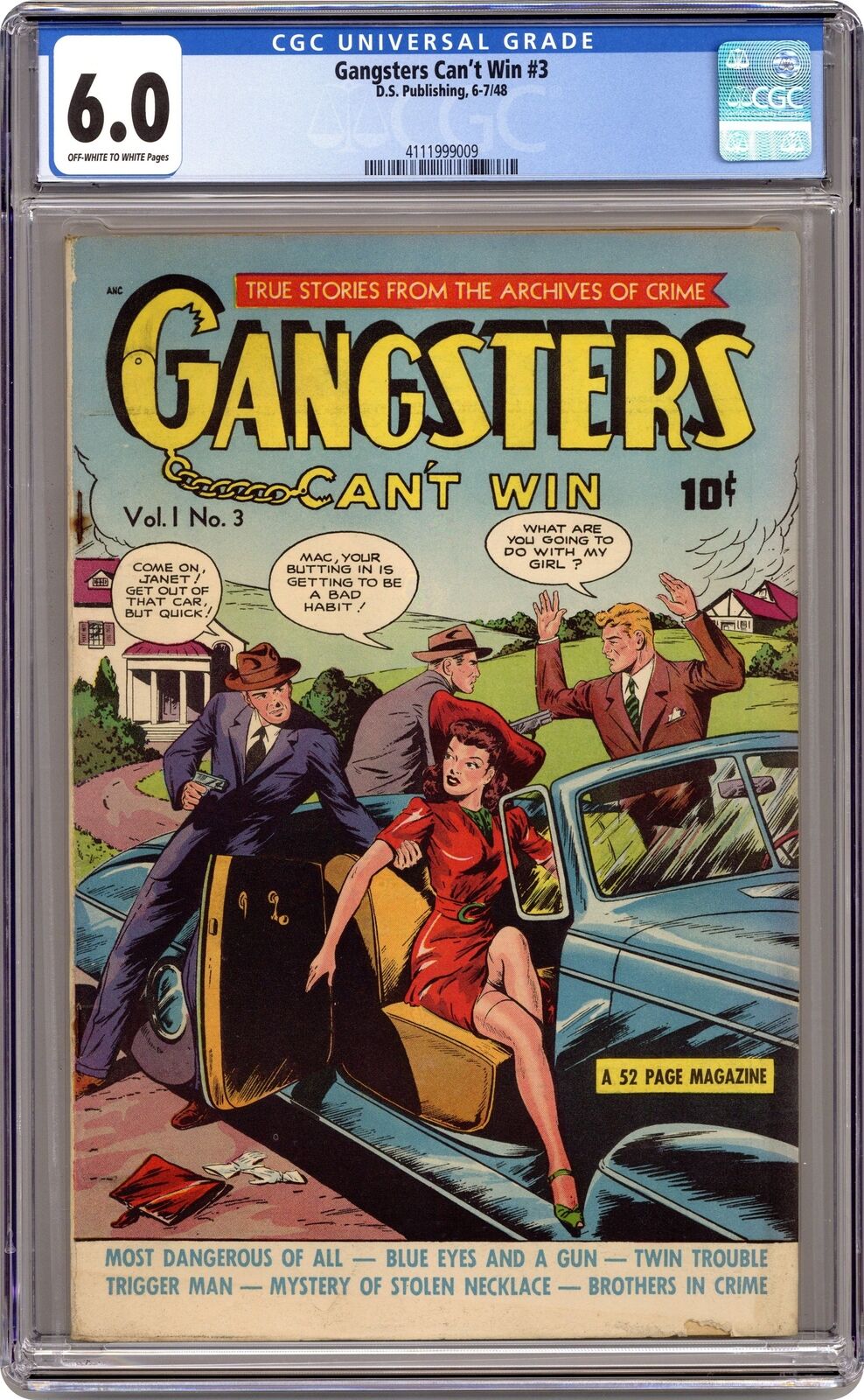 Gangsters Can't Win #3 CGC 6.0 1948 4111999009