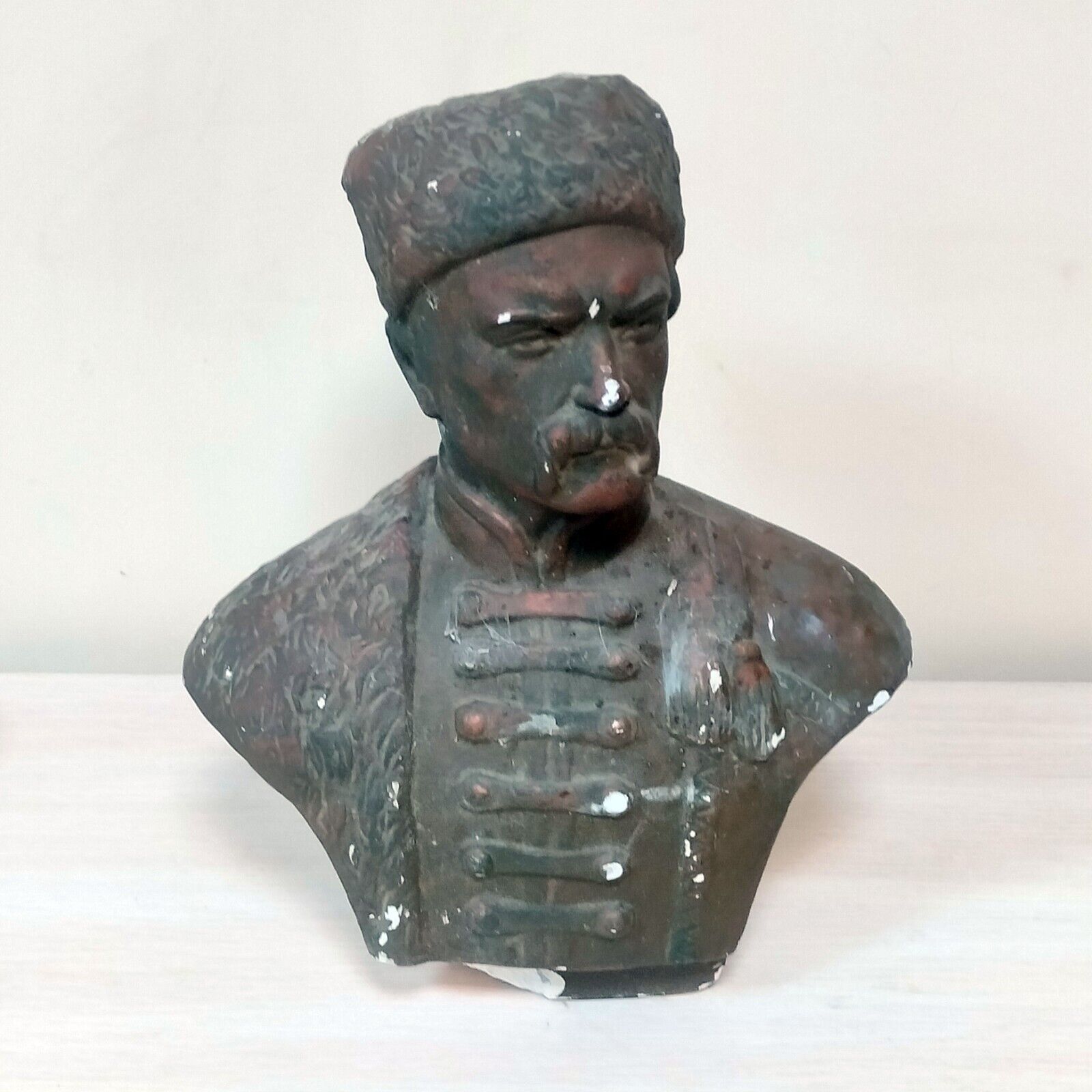 LARGE Vintage Bust of Maksym Zalizniak Ukrainian Cossack Hetman Statue Figurine