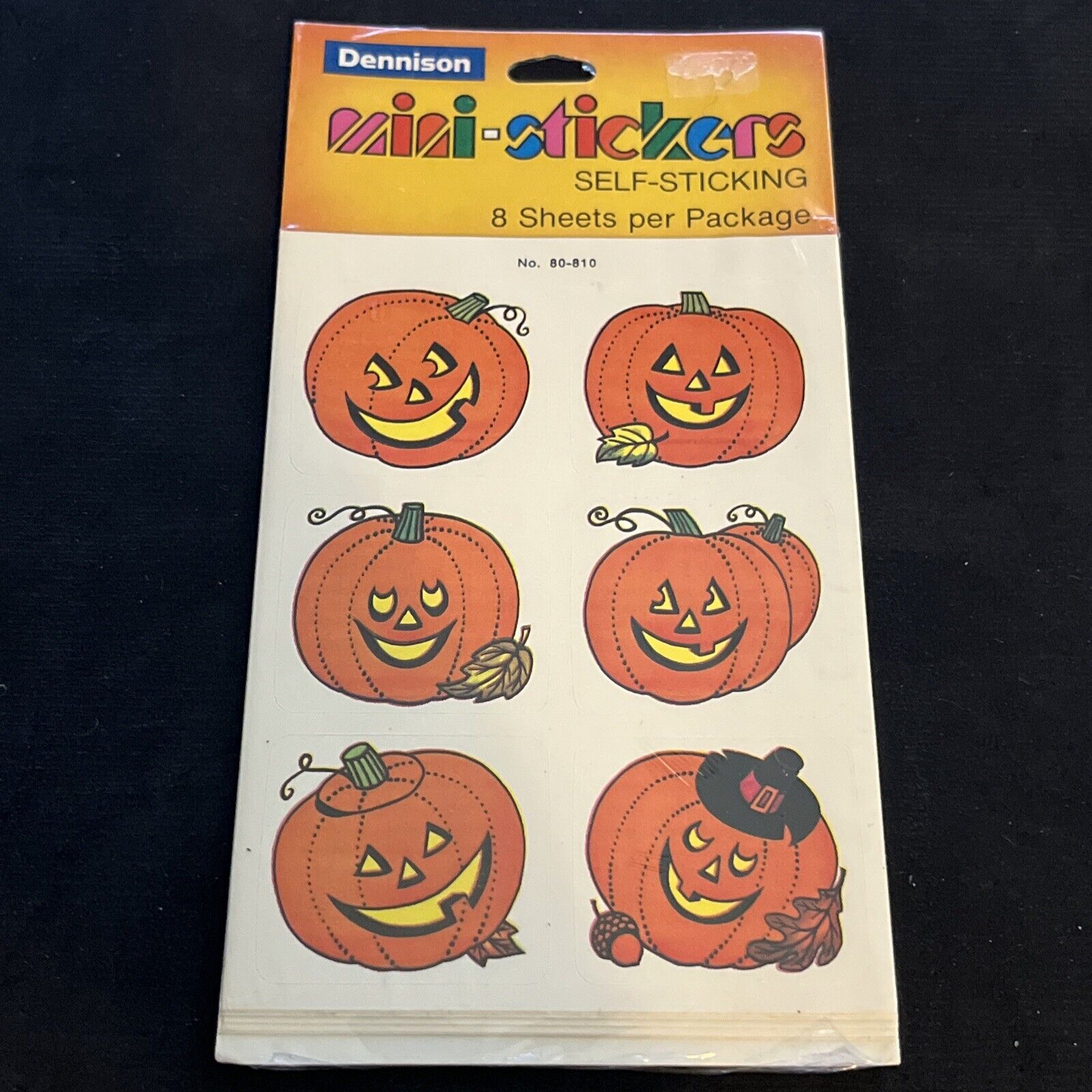 NEW Vintage 80’s DENNISON Jack-O-Lanterns Pumpkins  Mini Sticker Sheets -