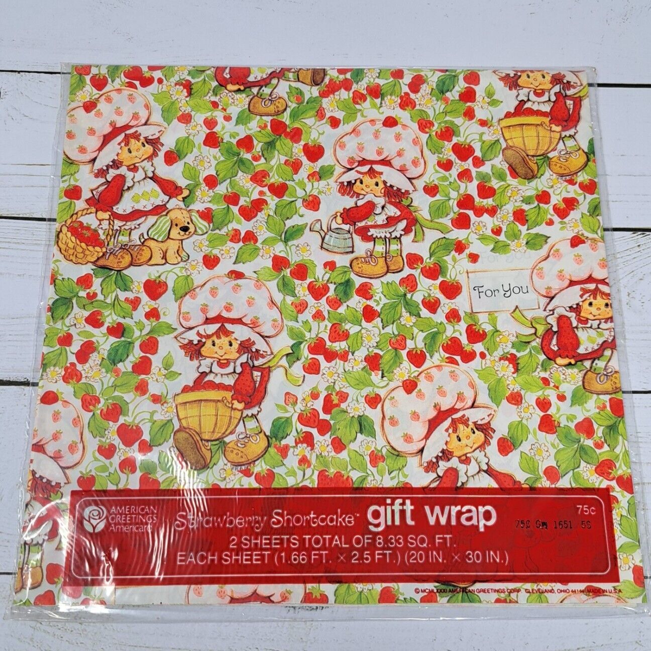 VTG 1981 Strawberry Shortcake American Greetings Gift Wrap Wrapping Paper