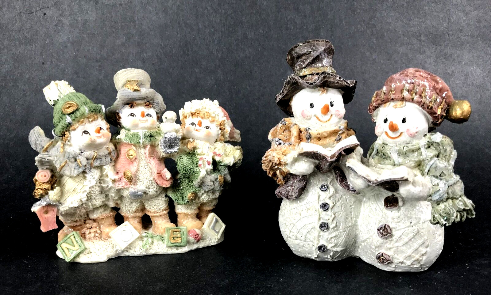 Vintage Snowman Snowwoman Carolers Cornerstone Creations  Lot of 2    hd2-
