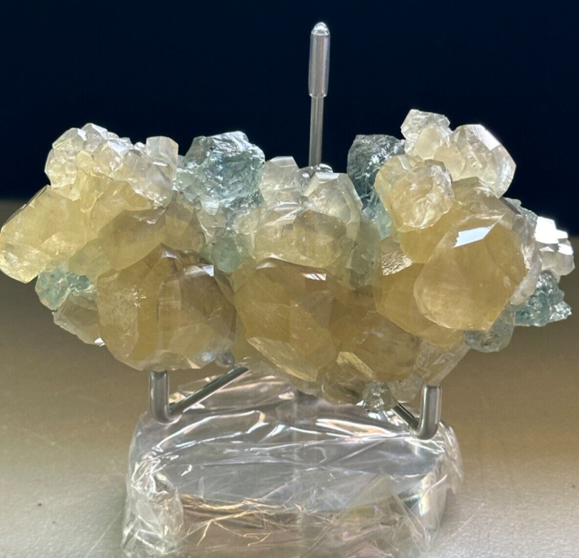 Yellow Diamond Calcite/Blue Fluorite Specimen,Quartz Crystal,Metaphysical,Decor