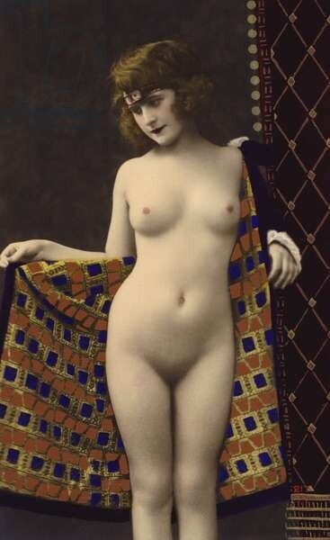 French Nude Breast Young Perky A Reproduction of a 1920 Postcard PC107 