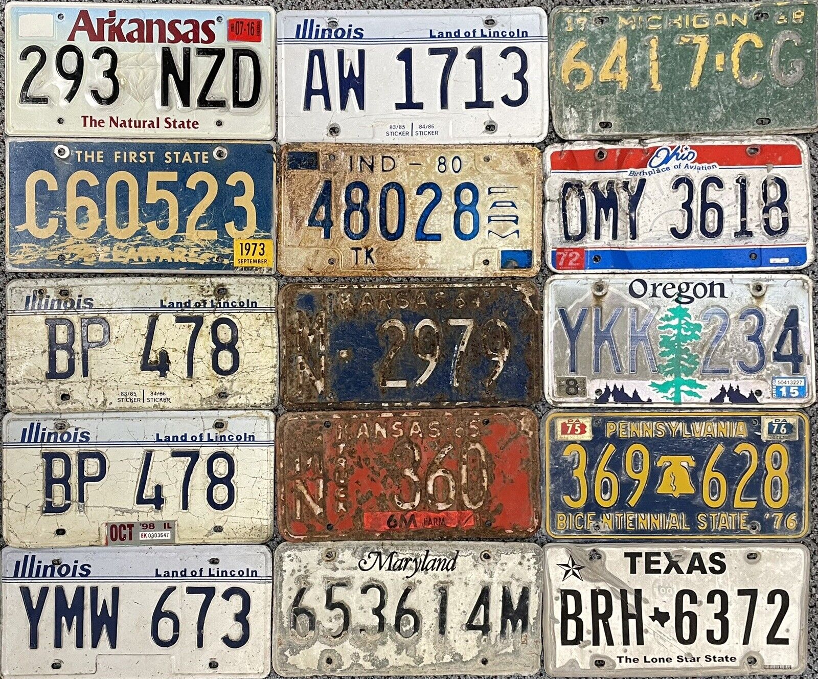 Lot Of 15 License Plates Rough Junk Roadkill Condition