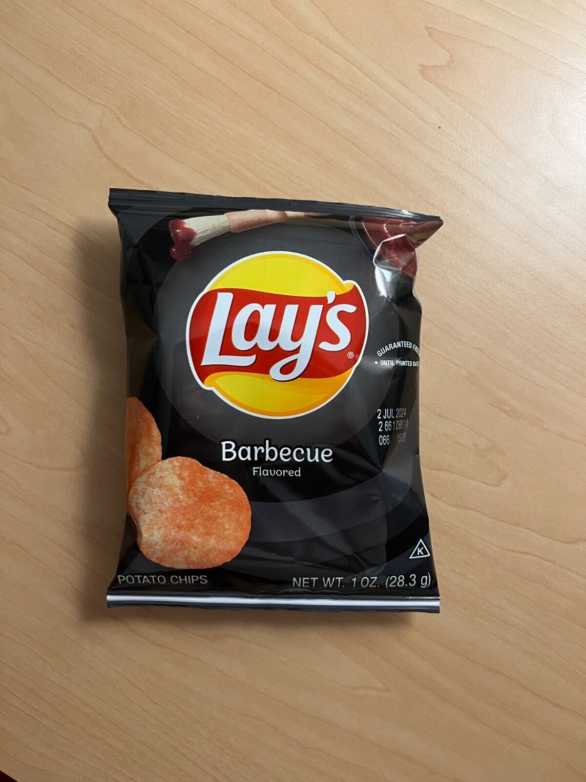 Rare EMPTY Lay's Barbecue chip bag factory sealed 