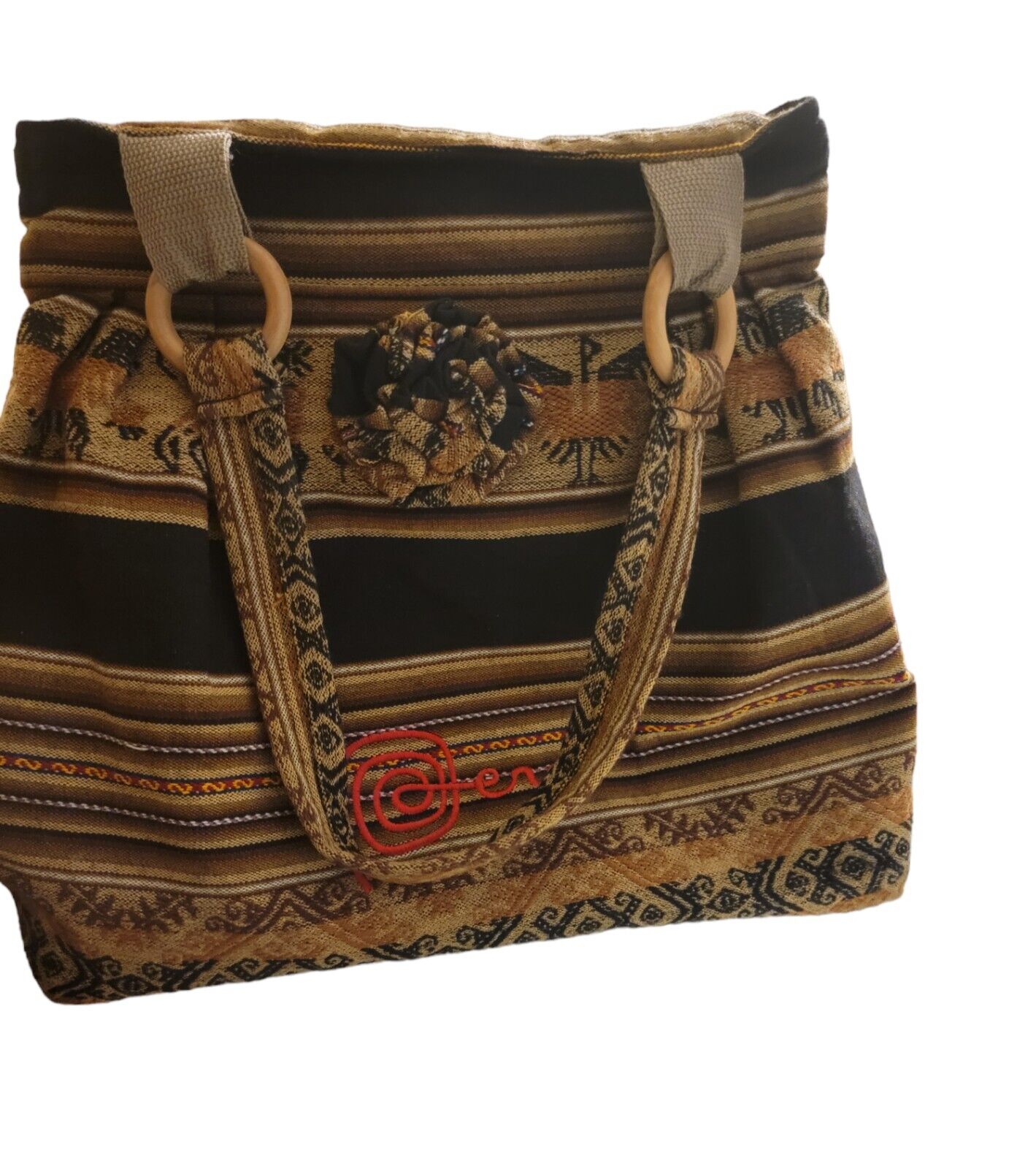 Black And Brown Peruvian Handmade Bag, Alpaca Wool