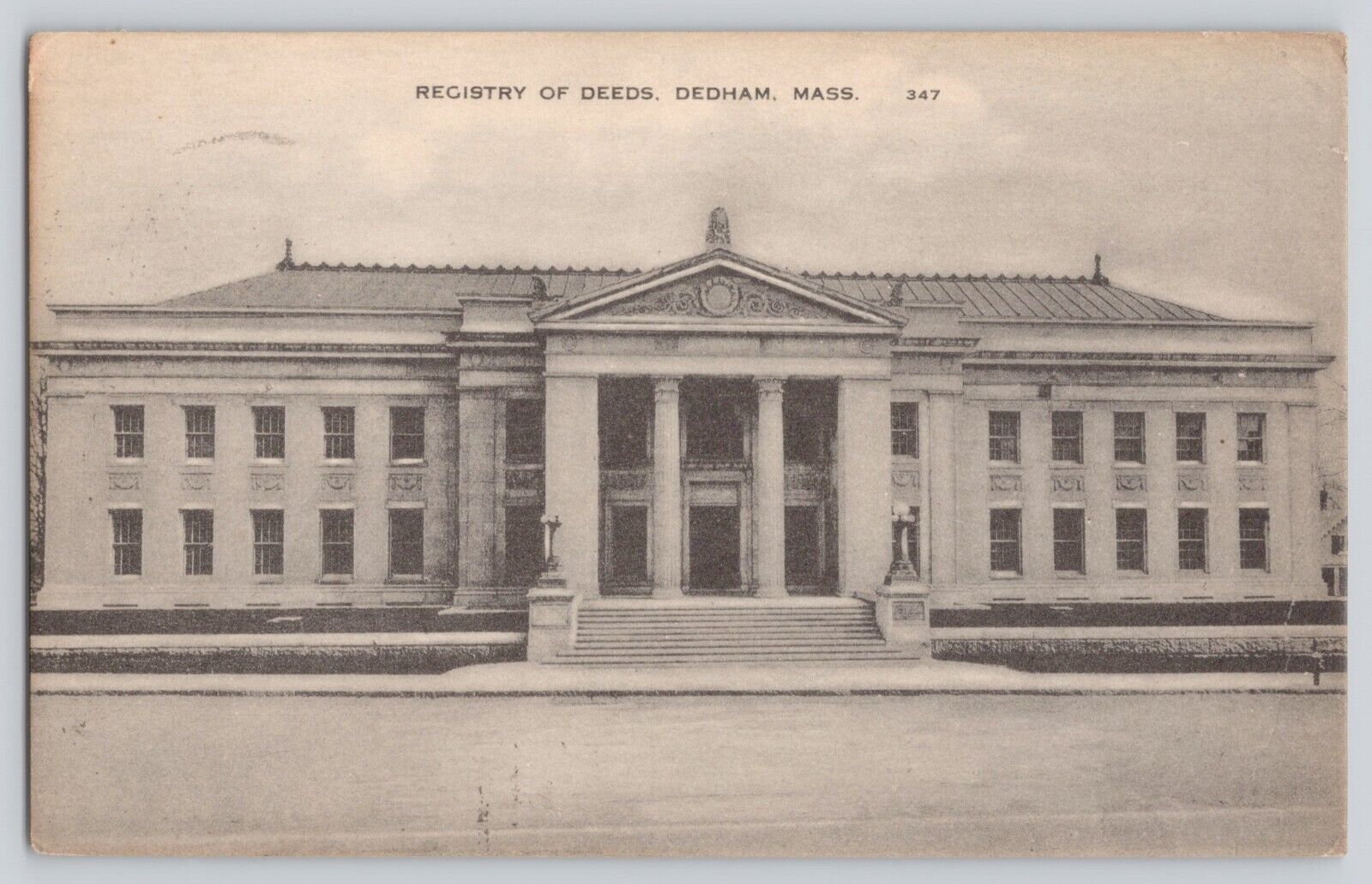 Postcard Massachusetts Dedham Registry Of Deeds Vintage 1940