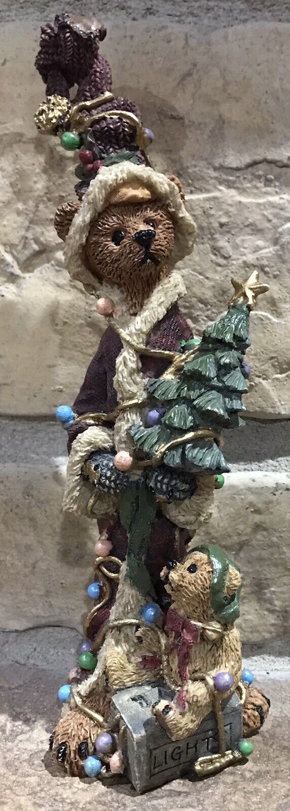 1995 Christhomas Corp Resin Christmas Bear Tree Lights FA-159 Figurine C1