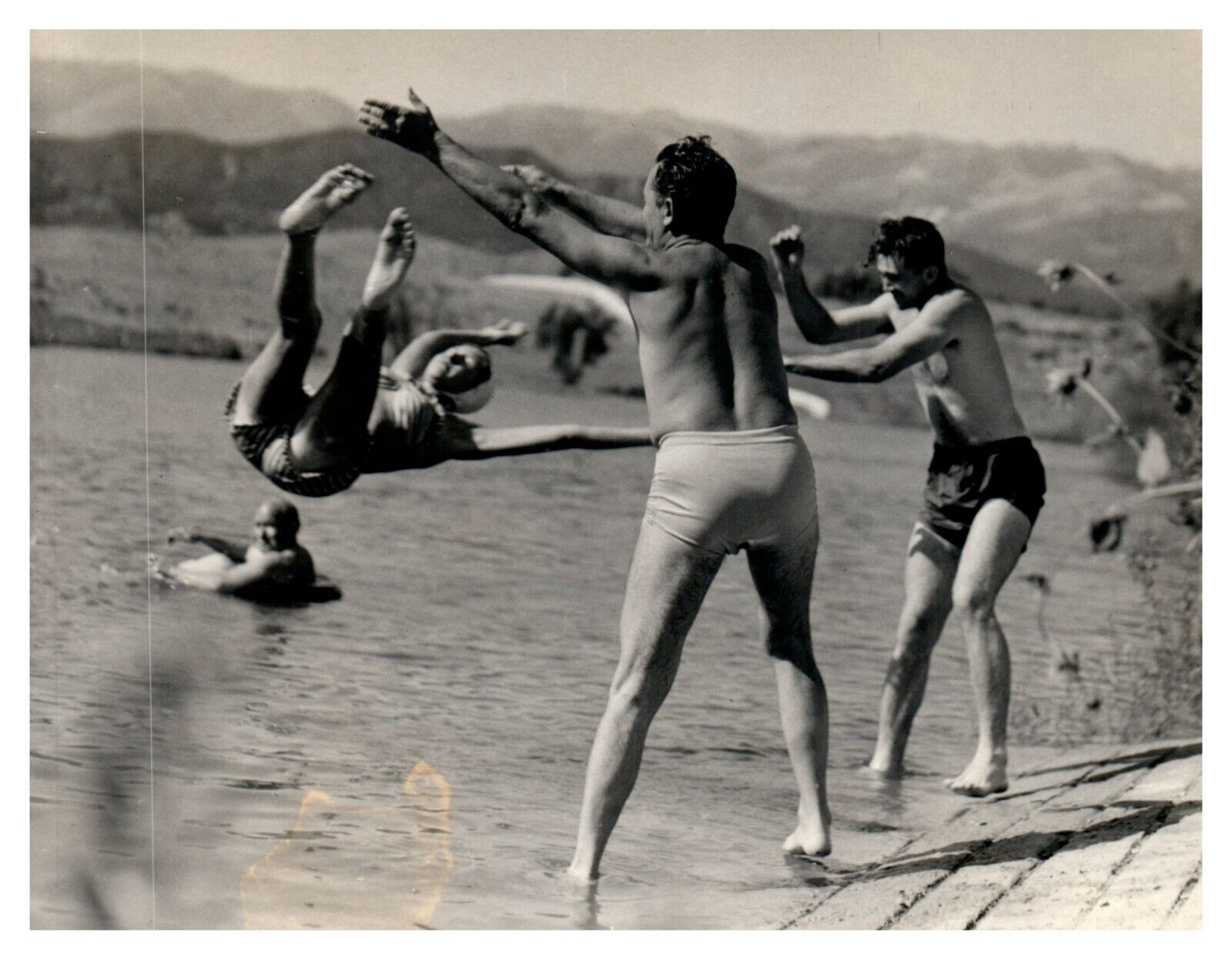 1950s American Teens Lake Swimsuit Vintage Candid Photo Snapshot California
