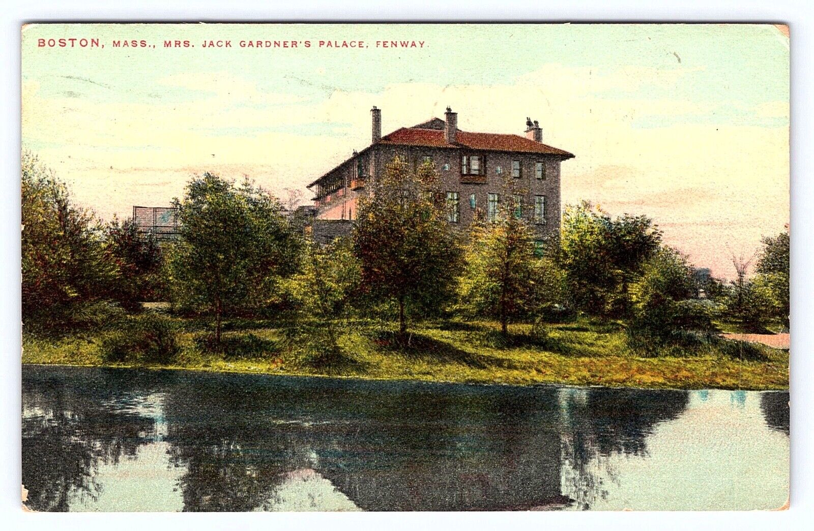 VTG Postcard Massachusetts, Mrs. Jack Gardner's Palace, Fenway, Boston  MA. 1910