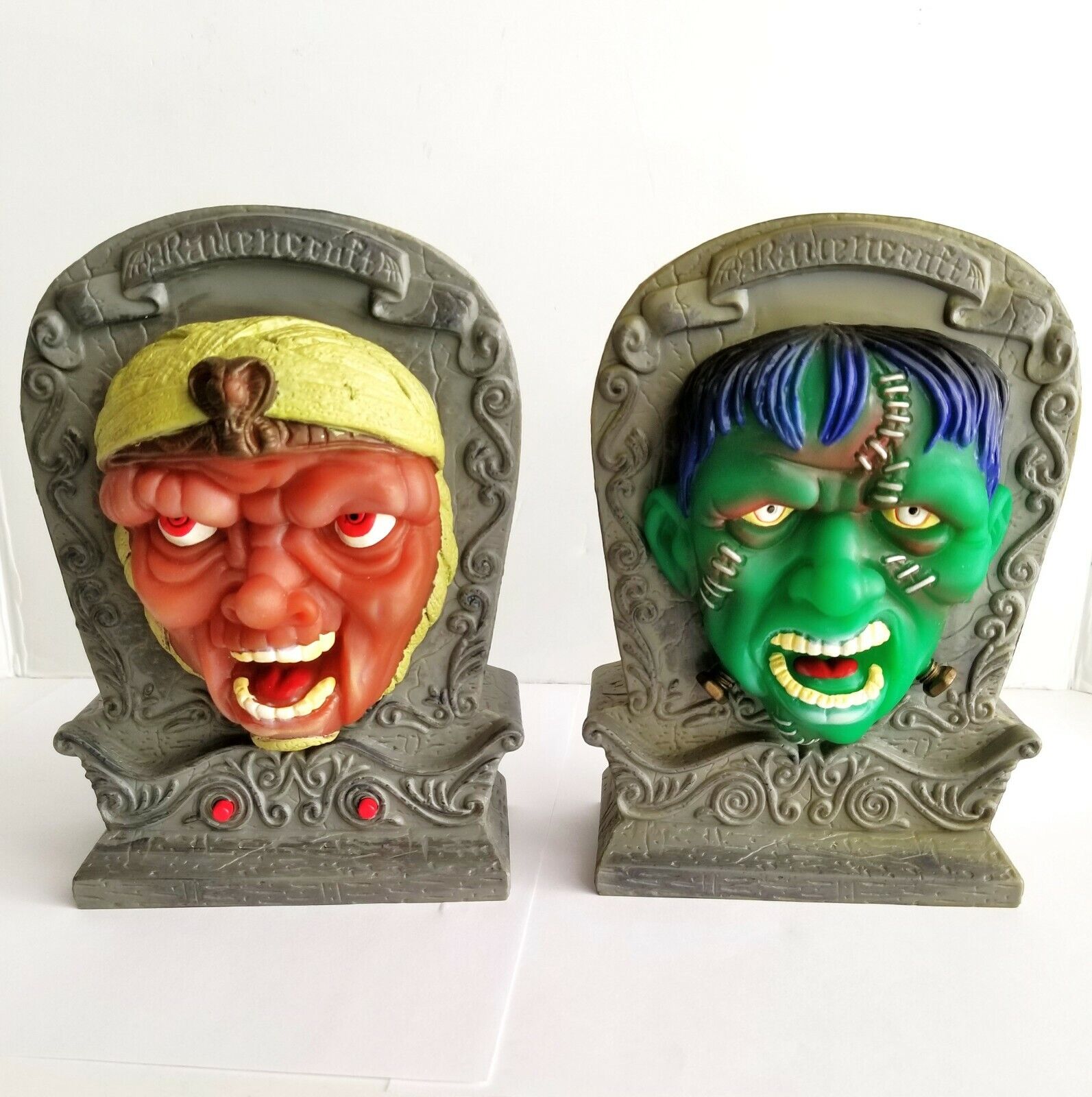 Vintage Mummy & Frankenstein Singing Tombstones FTC Toys 2001 SEE VIDEO  Rare  