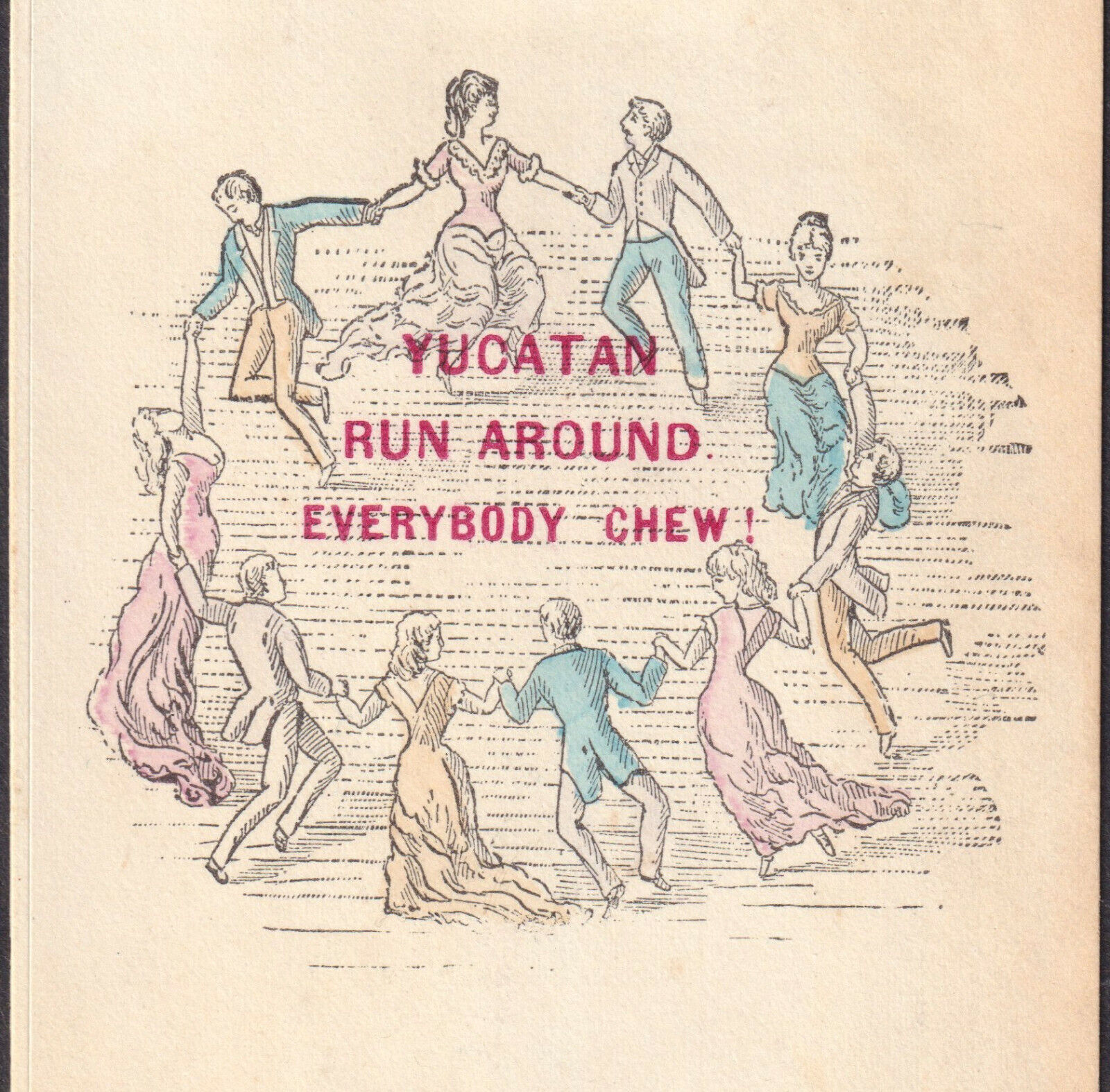 Yucatan Run Around Everybody Chew 1800\'s White\'s Yucatan Chewing Gum Trade Card