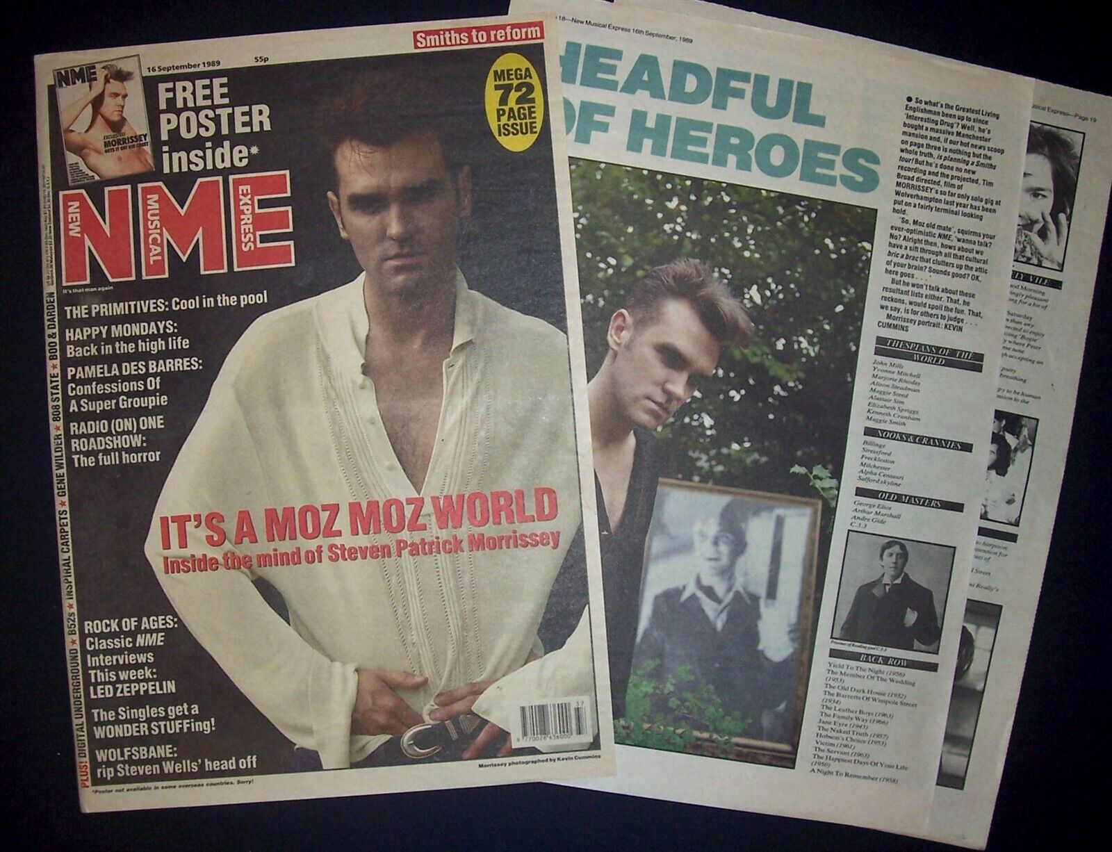 Morrissey Viva Hate Era 1989 Cover Poster Type Pin Up & Huge Article The Smiths
