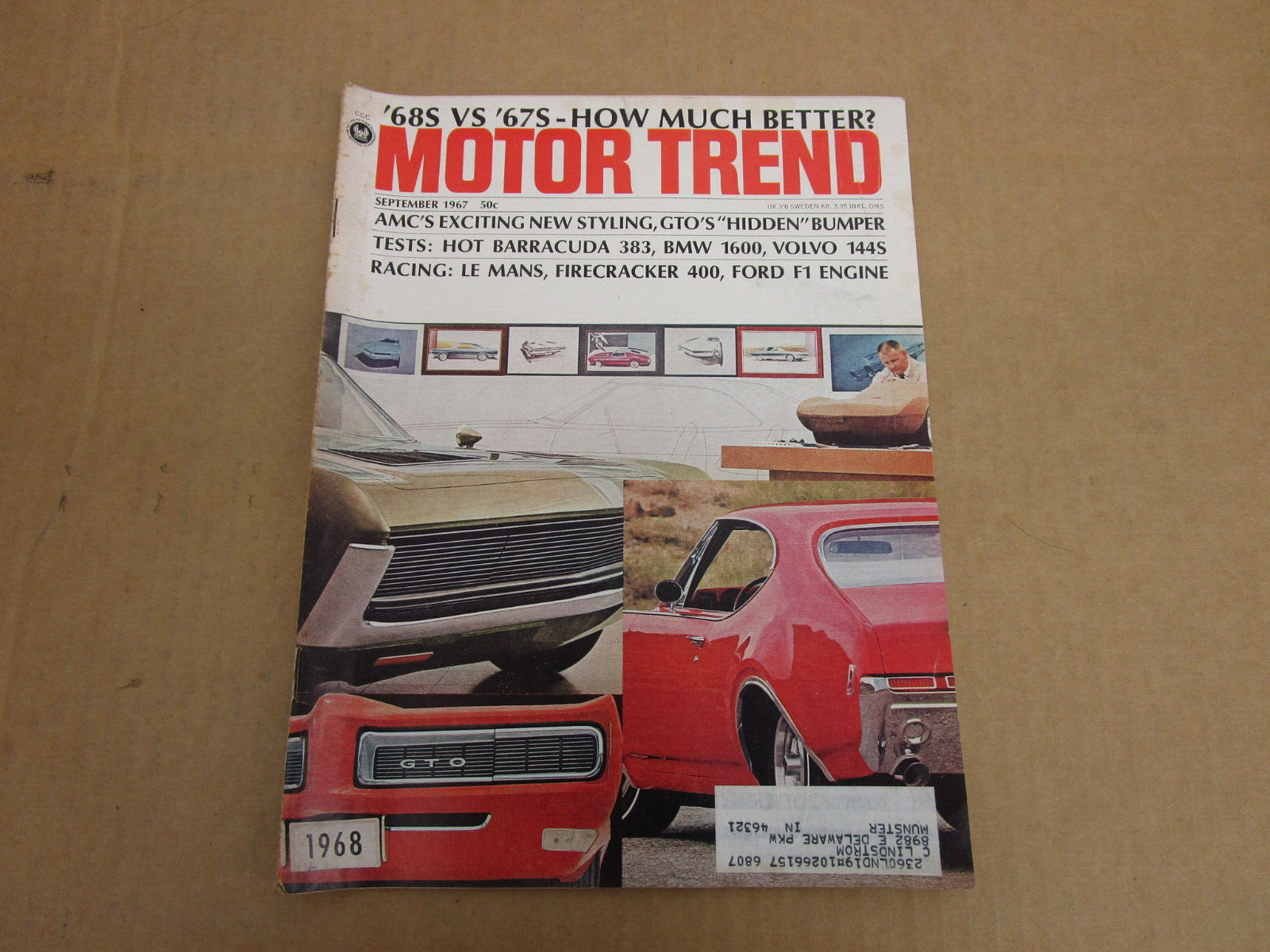 MOTOR TREND magazine September 1967 AMC GTO Barracuda Volvo BMW Ford article