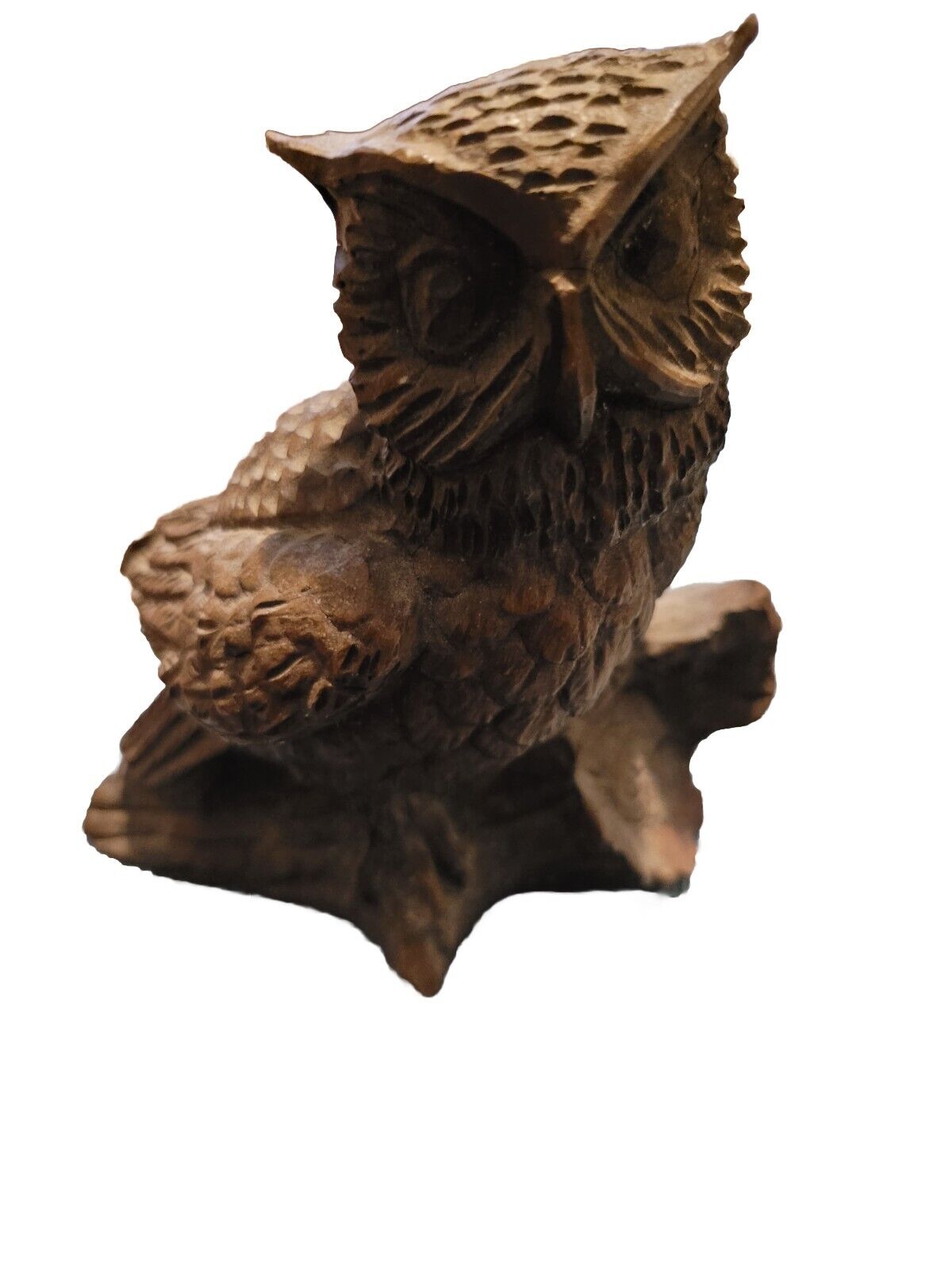 Vintage 1989 Red Mill Owl on a Log Collectible Figurine 