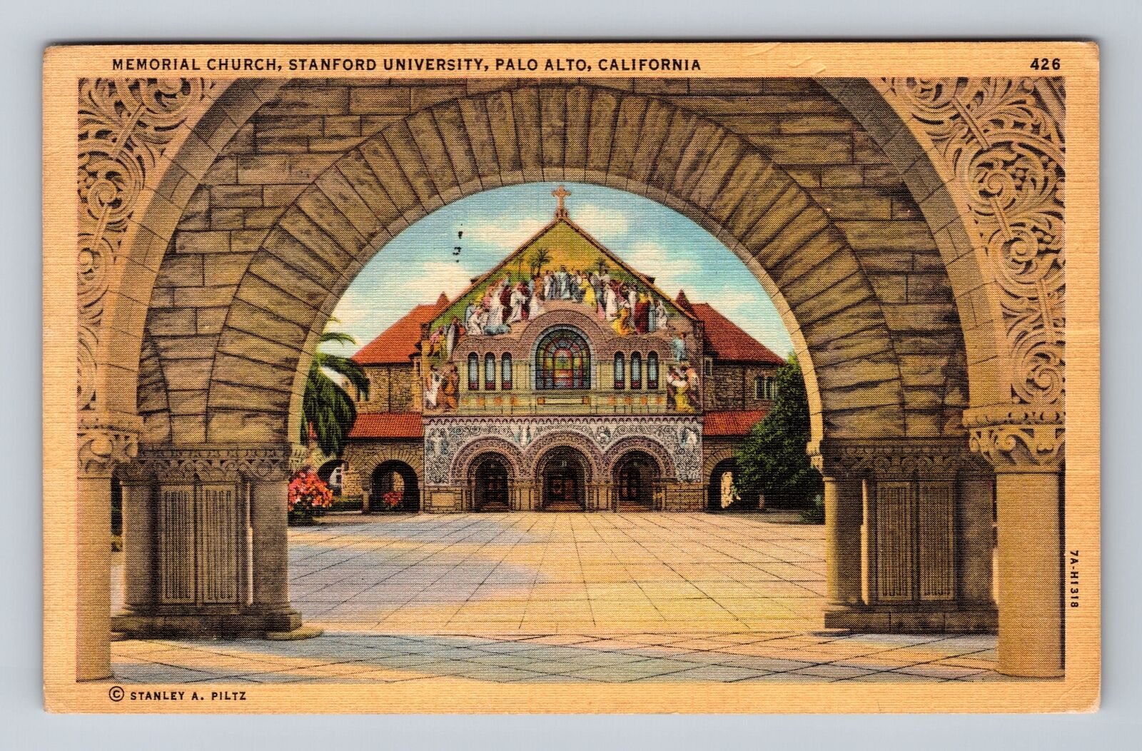 Palo Alto CA-California, Stanford University Memorial Church, Vintage Postcard