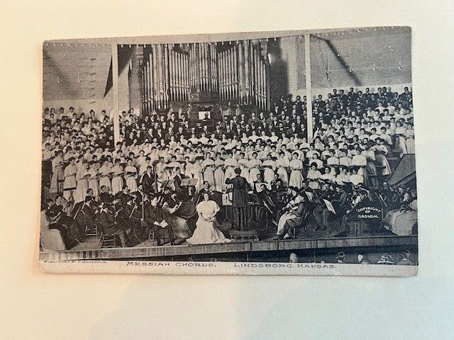 Antique Postcard - Messiah Choir, Bethany College Campus, Lindsborg, KS - 1910