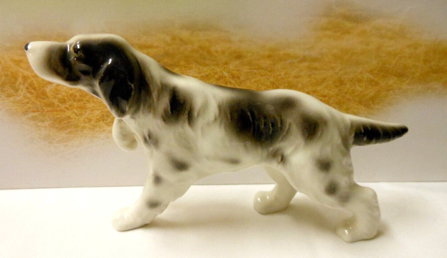 Vintage Japan DOG Porcelain Ceramic Dog Black and White SPANIEL 3.25\