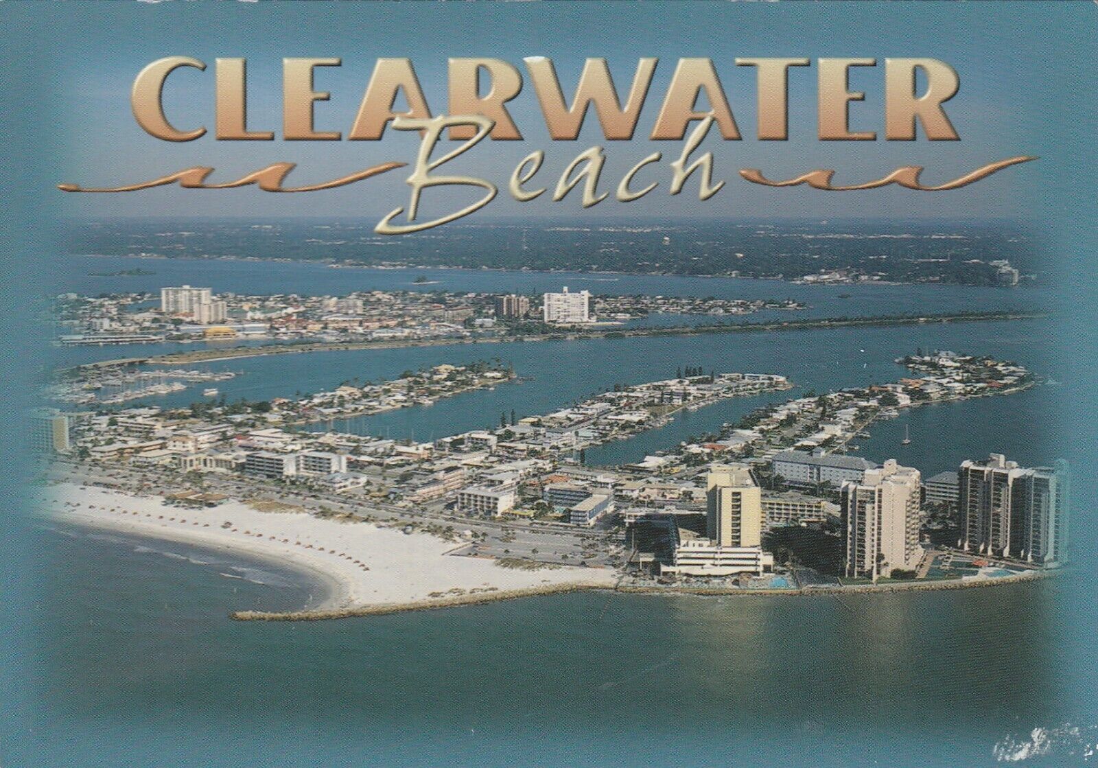 Clearwater Beach Florida, Greetings, Sunbathers Swimmers, Vintage Postcard