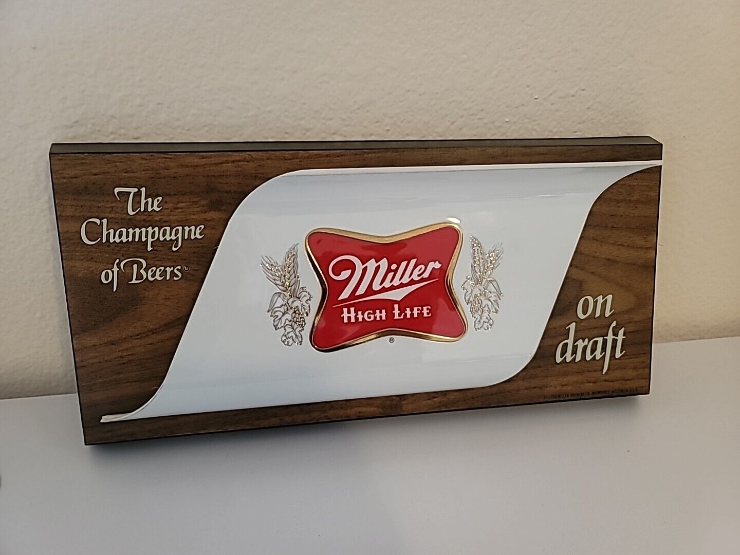 Vintage Miller High Life Beer “The Champagne of Beers”  Plastic Hanging Sign