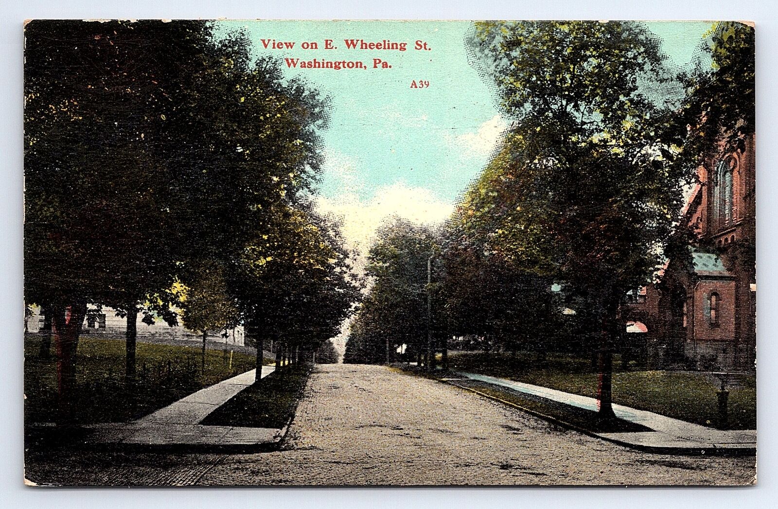 Postcard View On E. Wheeling St. Washington Pennsylvania c.1911