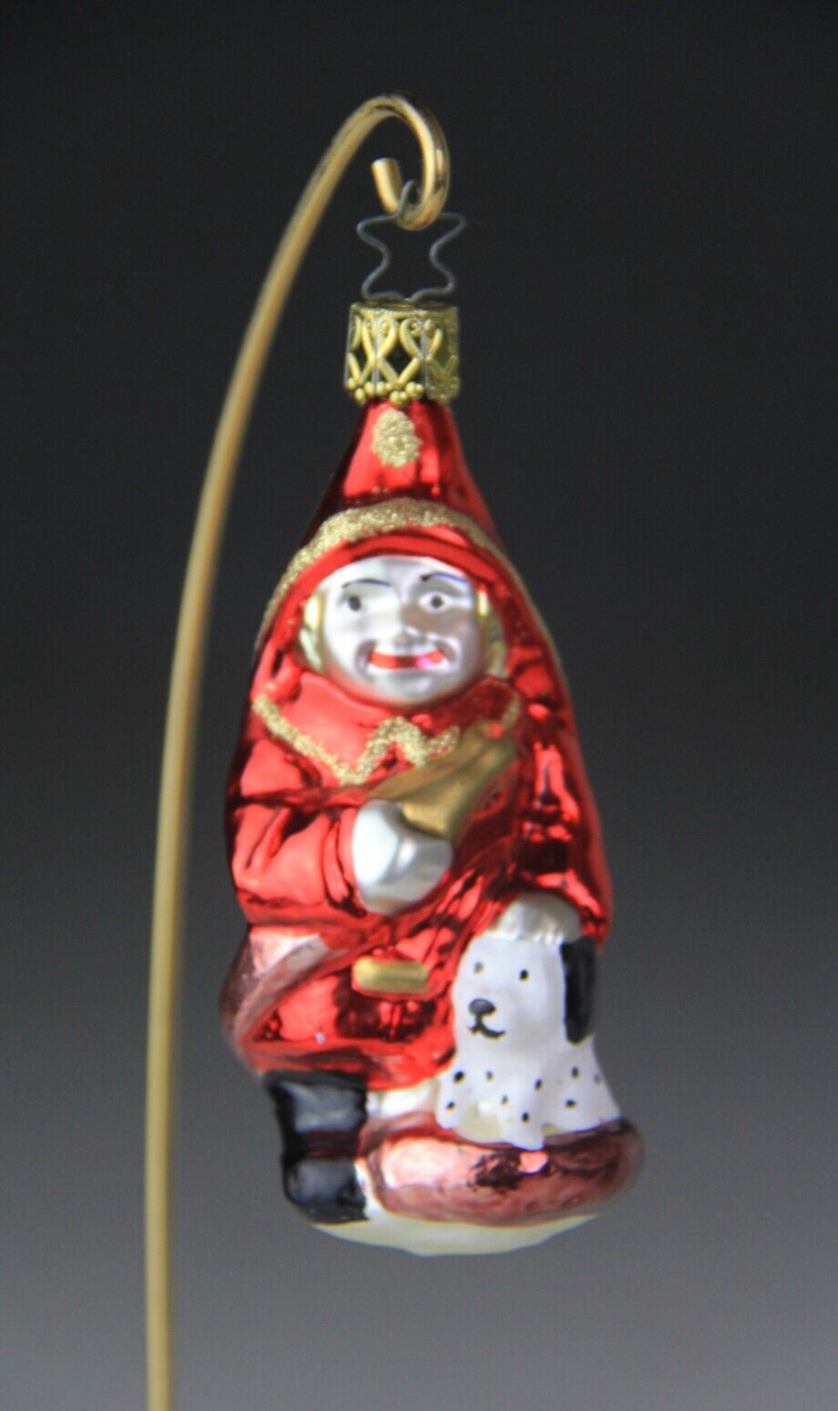 Old World Christmas Firefighter & Dog Blown Glass Ornament