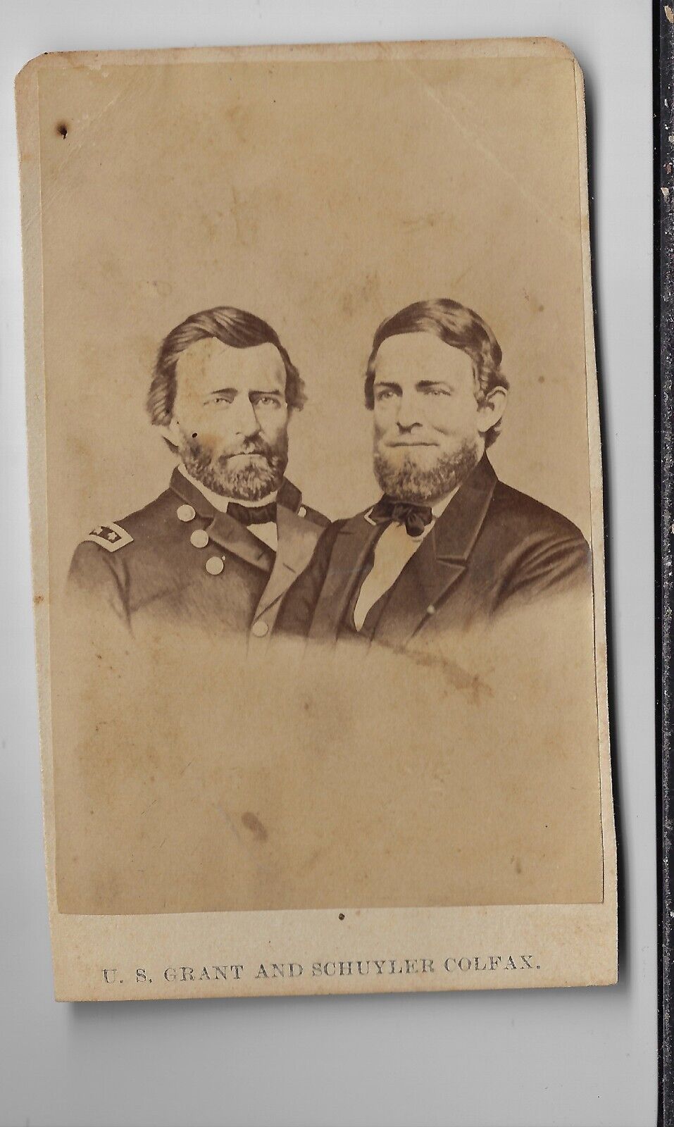 1868 Ulysses Grant Schuyler Colfax Jugate Presidential Campaign CDV Photo