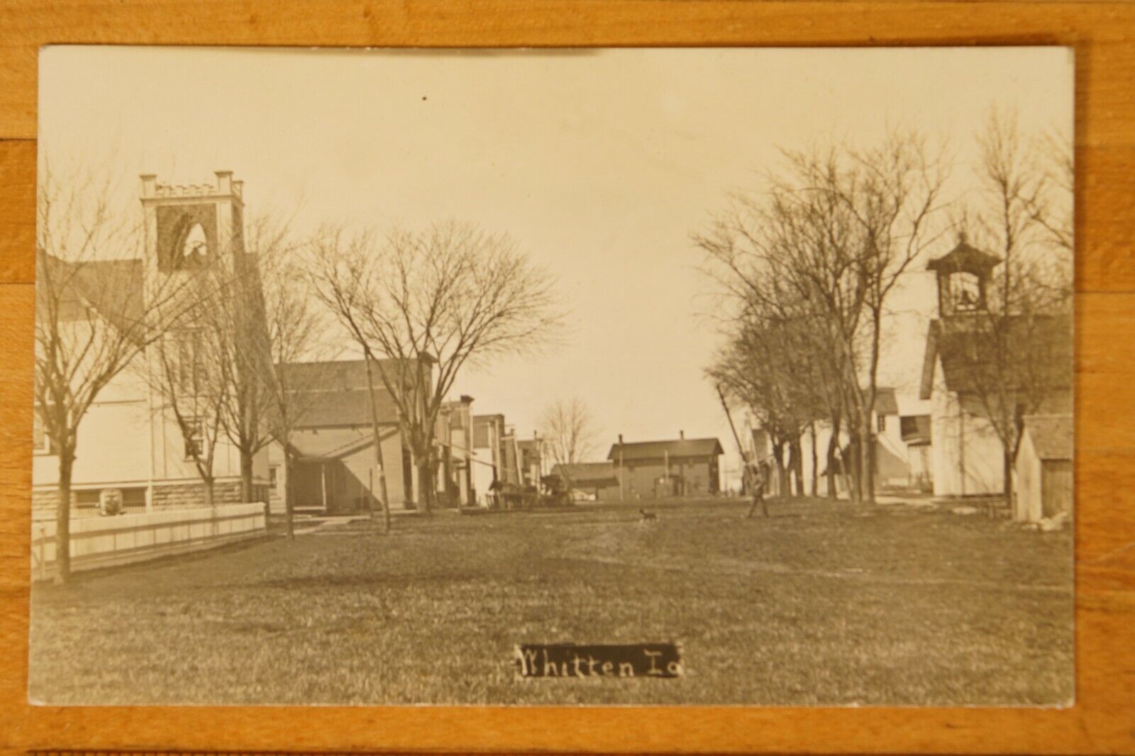 Antique 1910\'s Whitten Iowa Real Photo Postcard Grass Streets Old Farm Town 