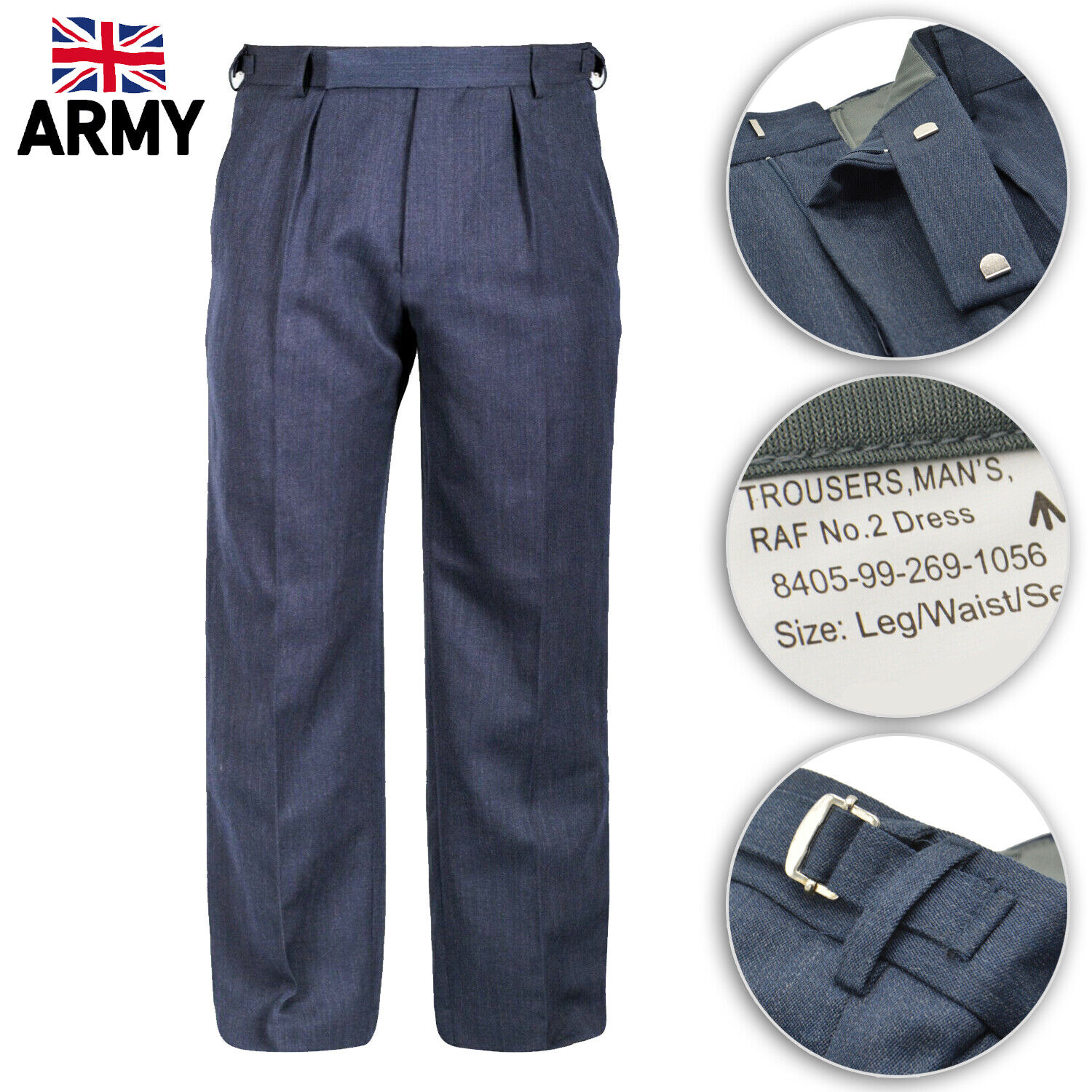 Trousers Pants Royal Air Force RAF Mens Work Lightweight No 2 British Army Blue