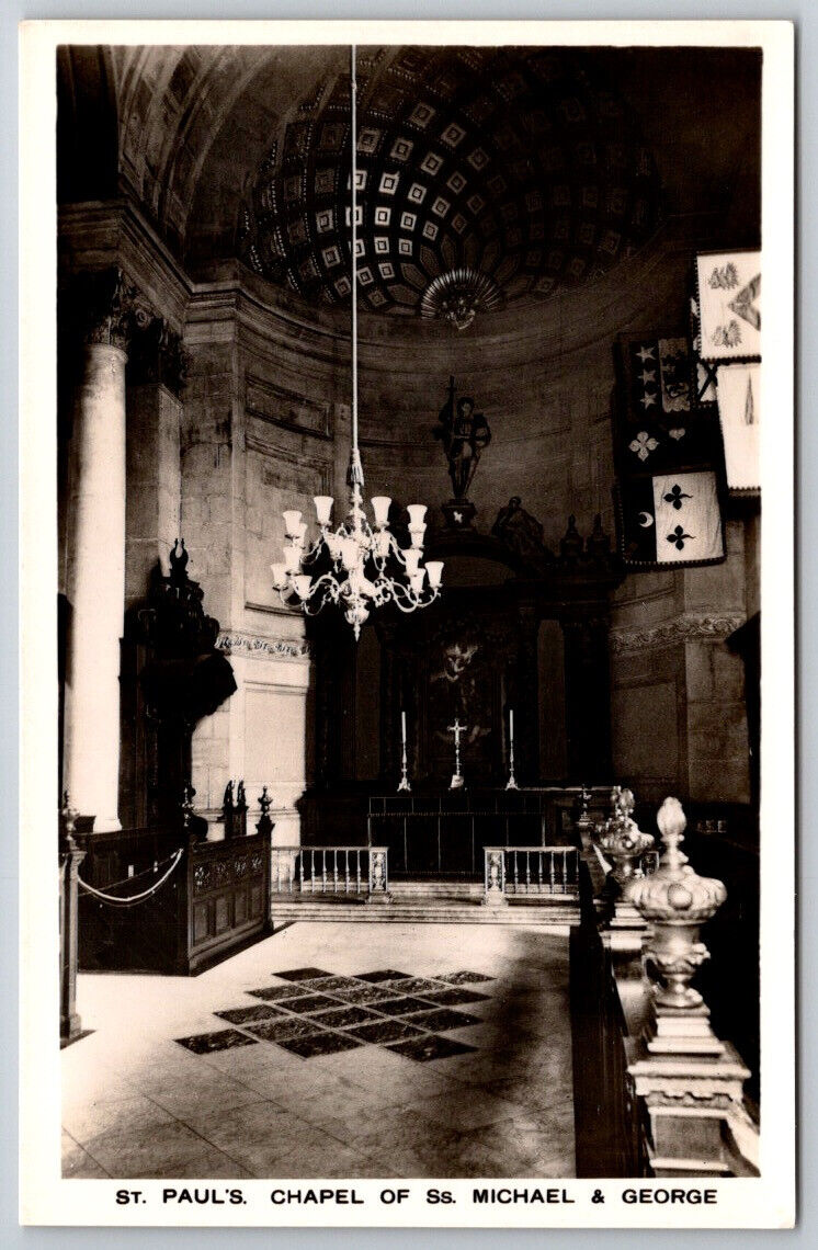 St. Paul’s Cathedral Chapel of St. Michael & St. George London RPPC Postcard VTG