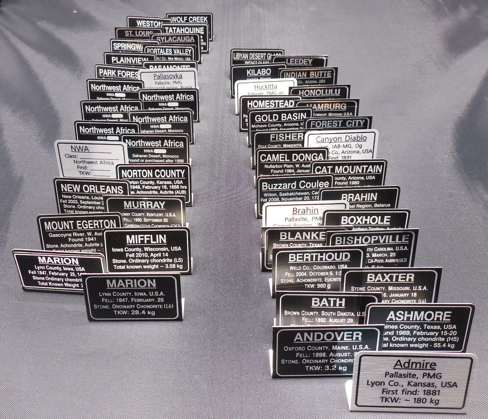 OVER 50 Different Misc Aluminum Meteorite Labels - Sold as 1 LOT