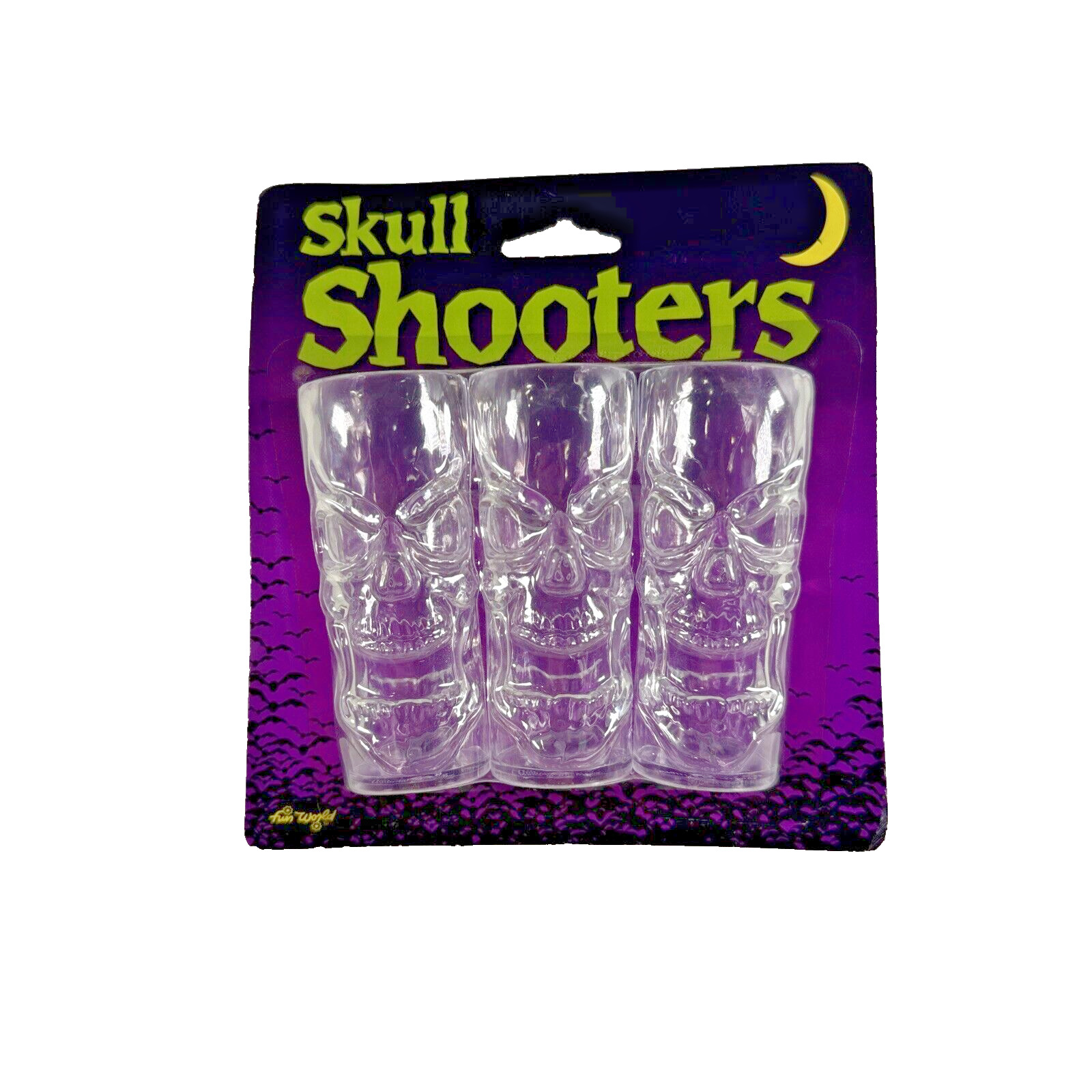 NEW SEALED 3X Clear Acrylic Gothic Skeleton Skull Face Shot Glasses Shooters