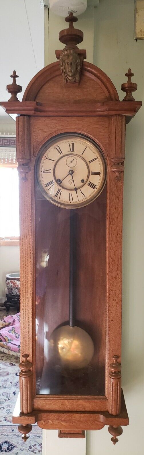 ANTIQUE ANSONIA CAPITAL WALL CLOCK 15 DAY MOVEMENT