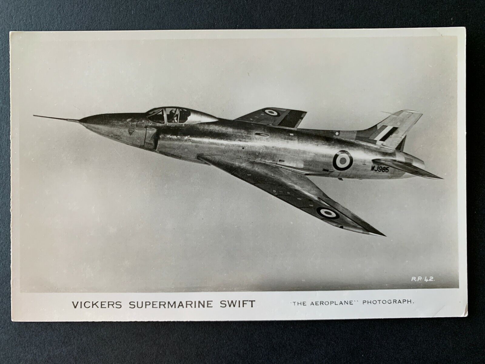 RPPC Postcard British Vickers Supermarine Swift RAF Fighter Jet