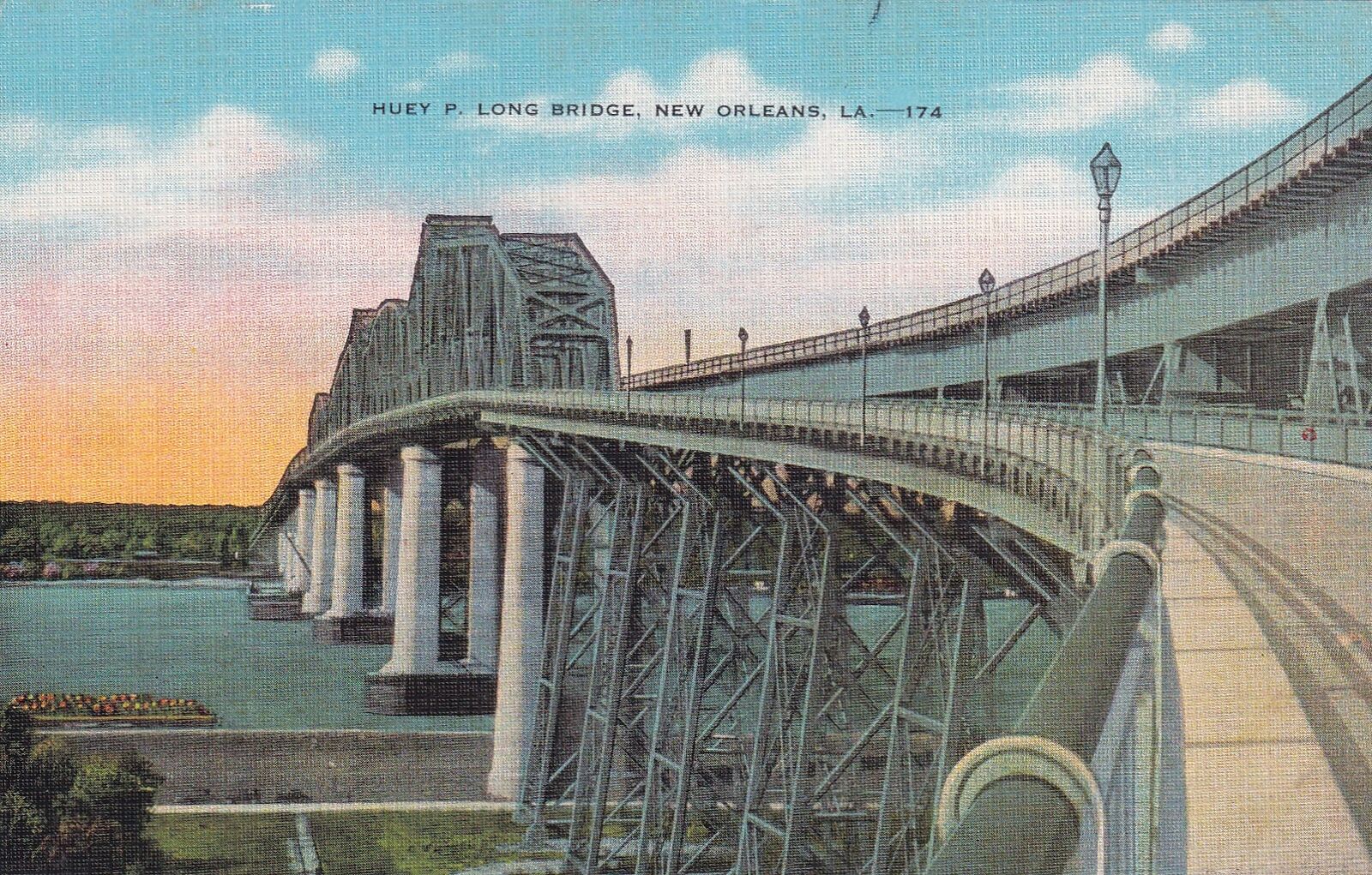 New Orleans Louisiana LA Huey P. Long Bridge Postcard D06