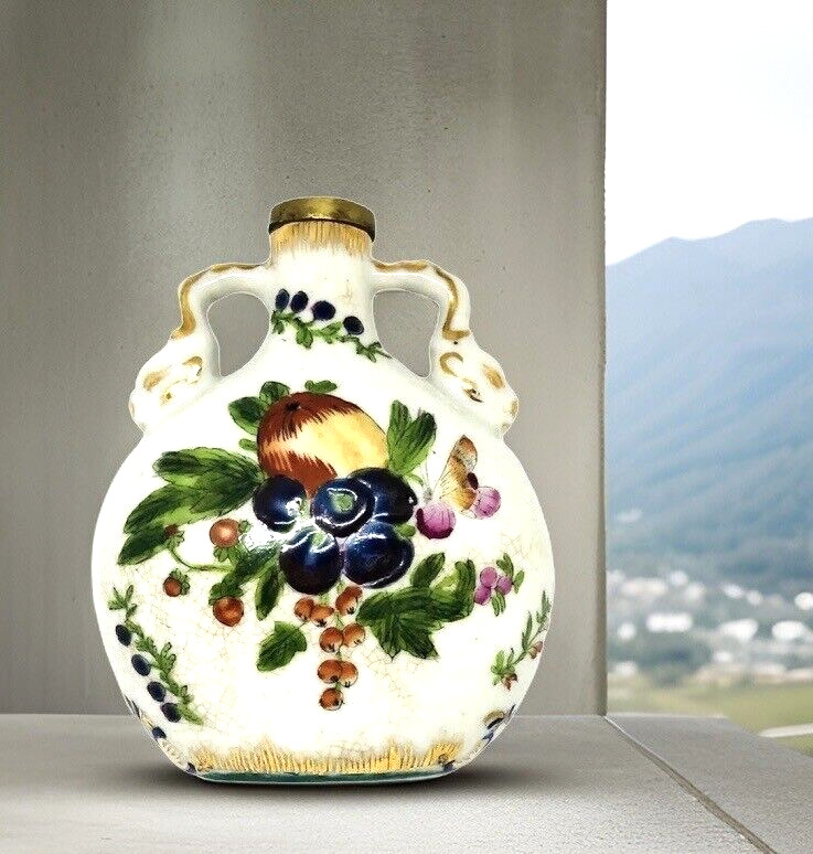 Antique JUWC 1897 United Wilson Floral Vase Jar Brass Lip Minus Stopper 2 Handle