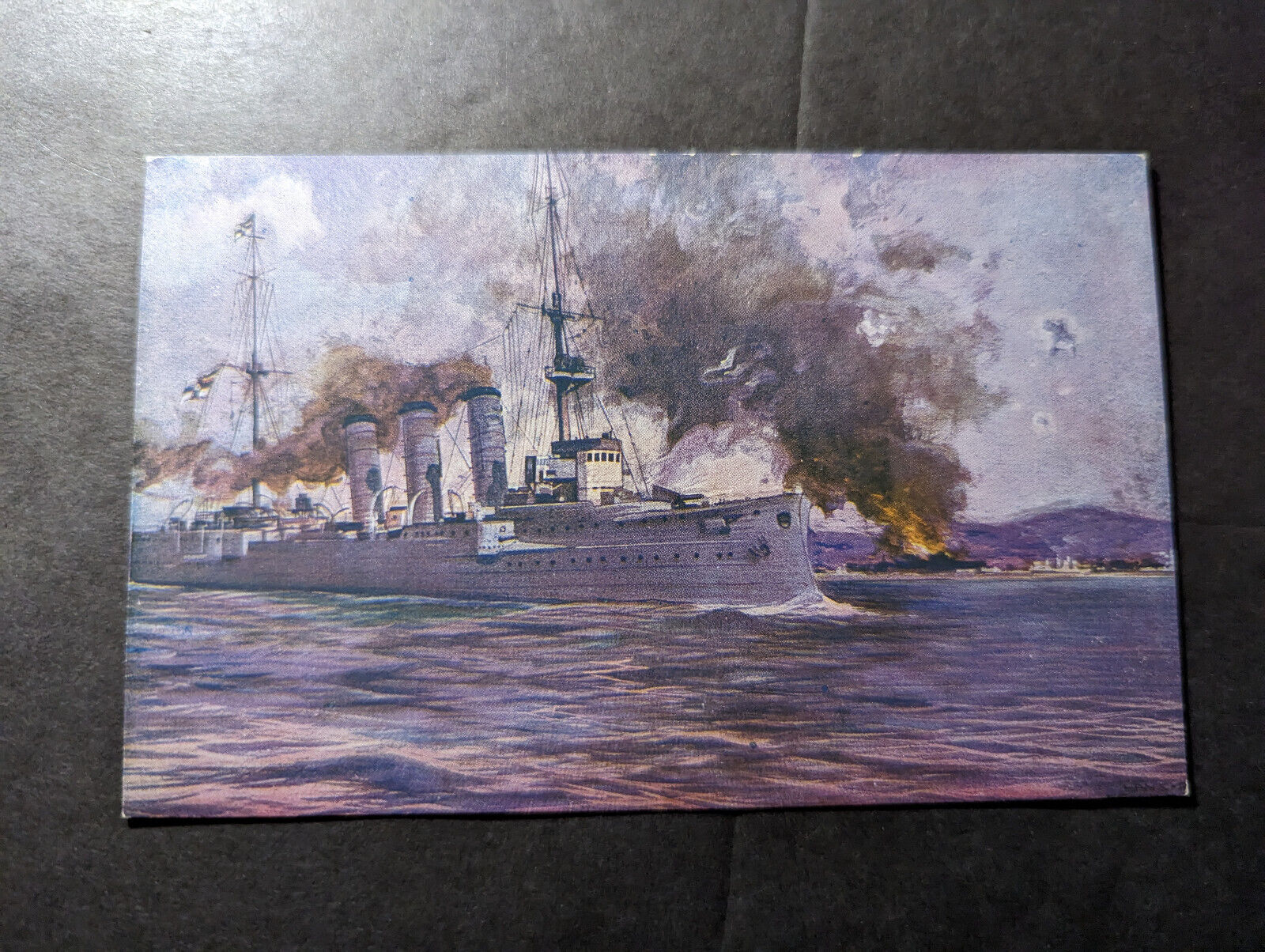 Mint Germany Military Naval Ship Postcard SMS Emden Shelled Madras in Bengal