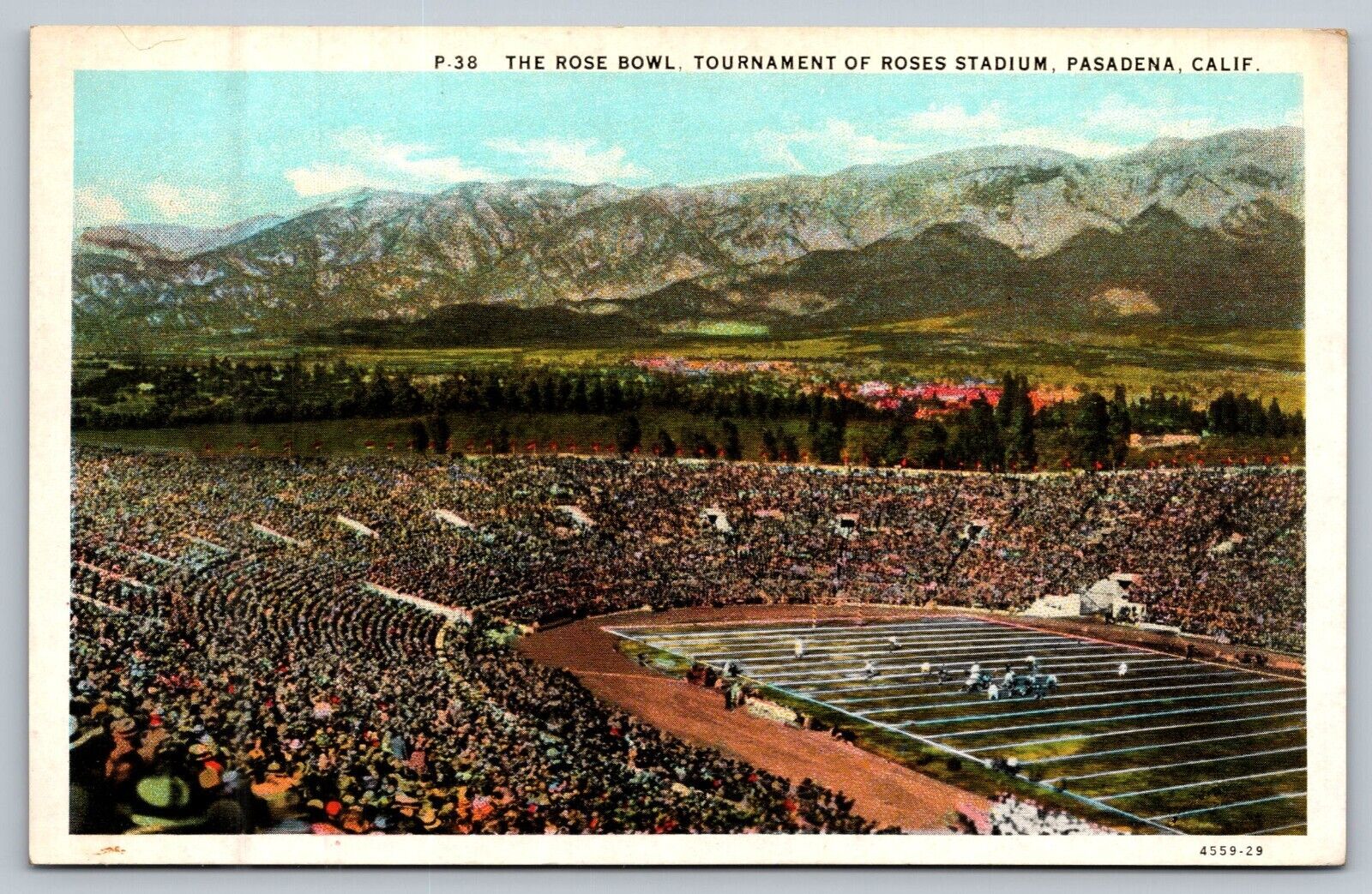 1935 The Rose Bowl, Pasadena, California Football Tournament Stadium Postcard