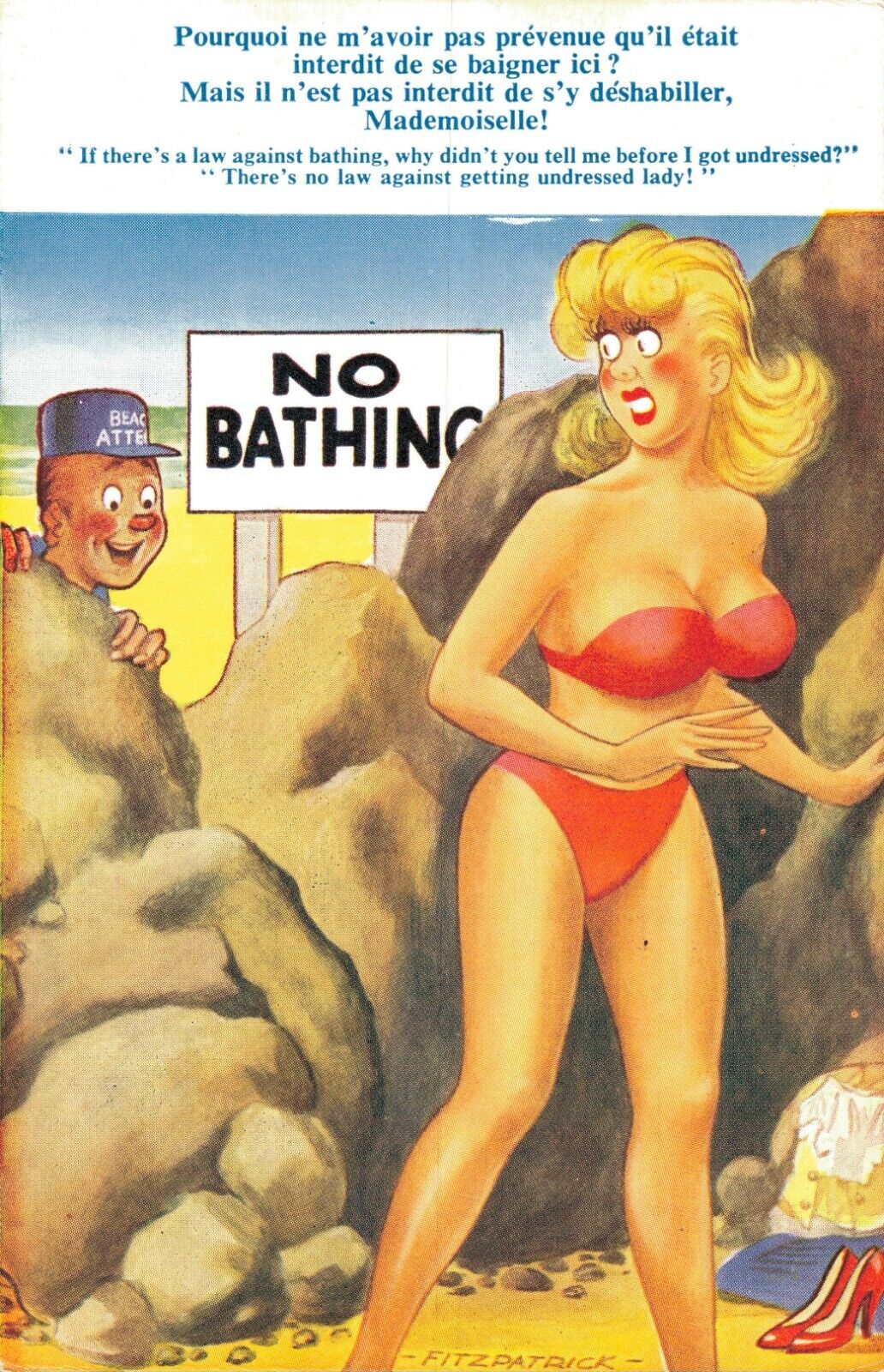 Comic Postcard If there\'s a law against bathing Pretty Lady B34