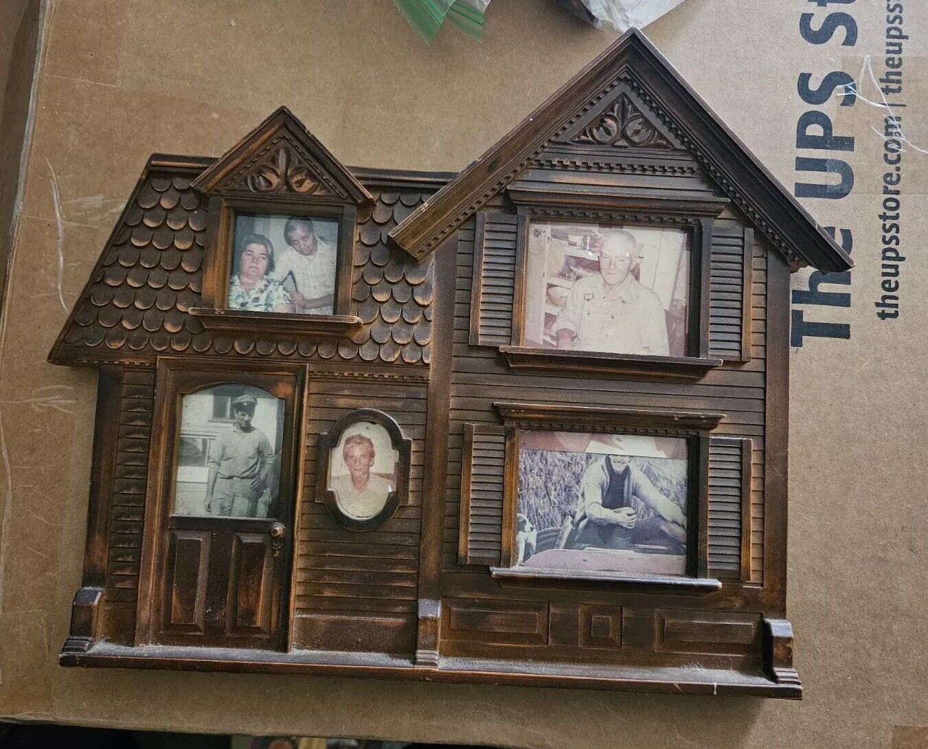 Vintage Victorian Gothic House Shaped Resin Family Tree Picture Frame 