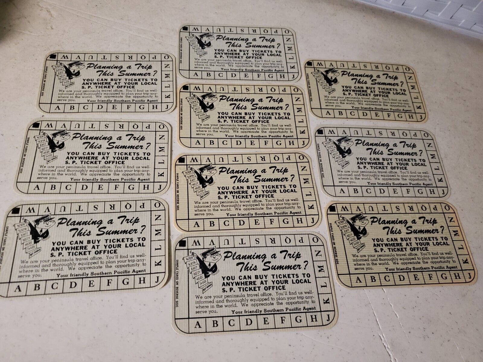 10 Lot Rare Vtg Original S.P. Railroad Original SP Coupons Tickets Office Travel