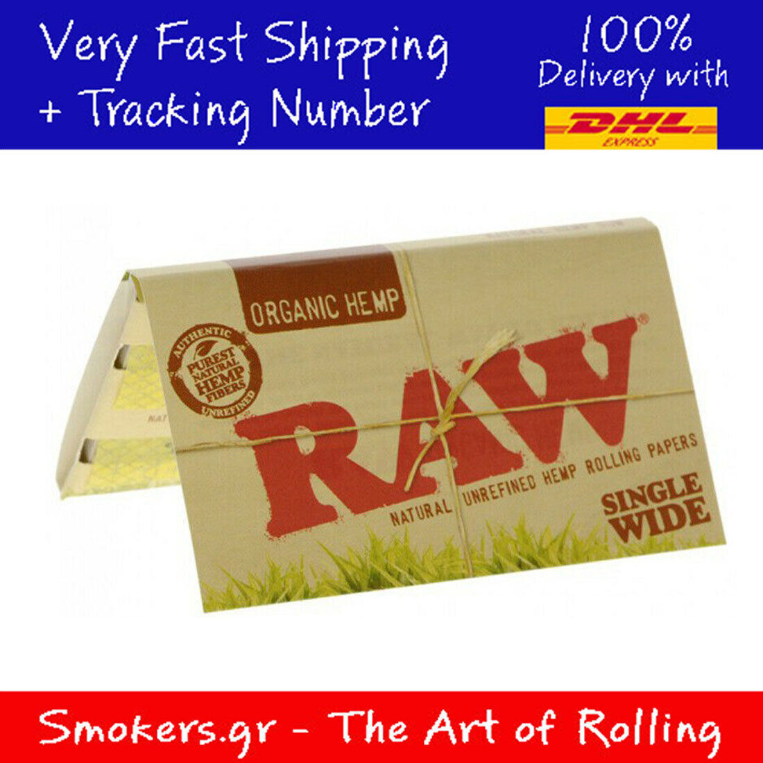 5x Raw Double Single Wide Organic Hemp Cigarette Rolling Paper (500 sheets)