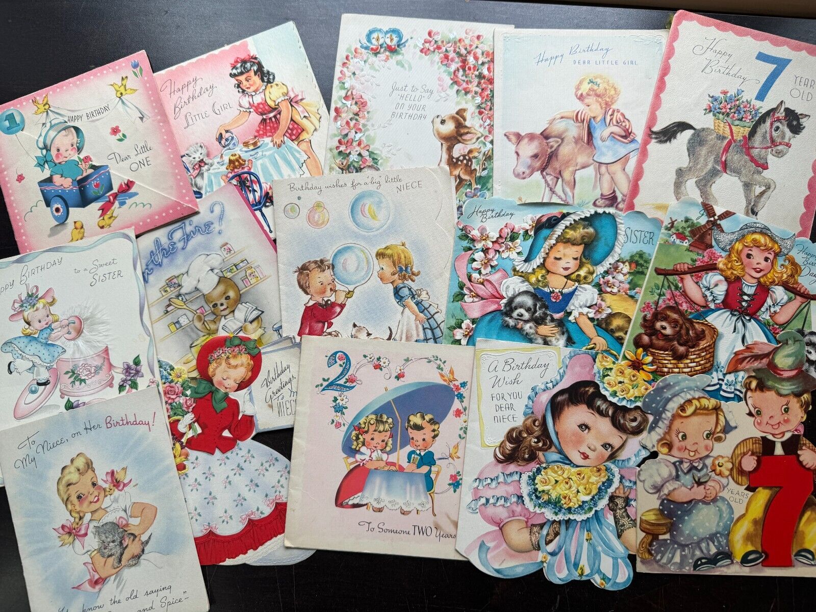 Lot of 70 Vintage 1940s/1950s Child\'s Birthday Cards - Adorable Artwork