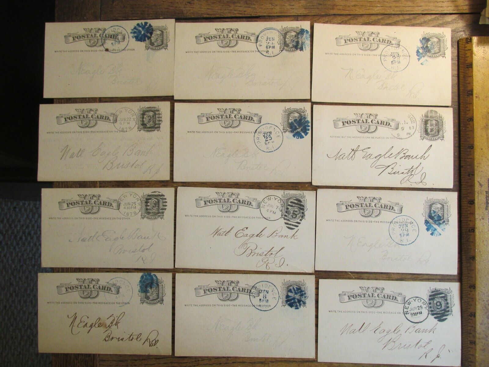Antique Vintage Ephemera 1800s US Postal Card Lot of 12 w/ Fancy Cancel Postage