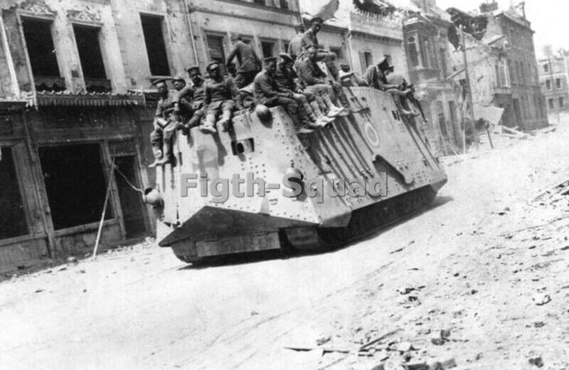 WW2 Picture Photo 26 March 1918 German A7V tank in Roye Somme  4616