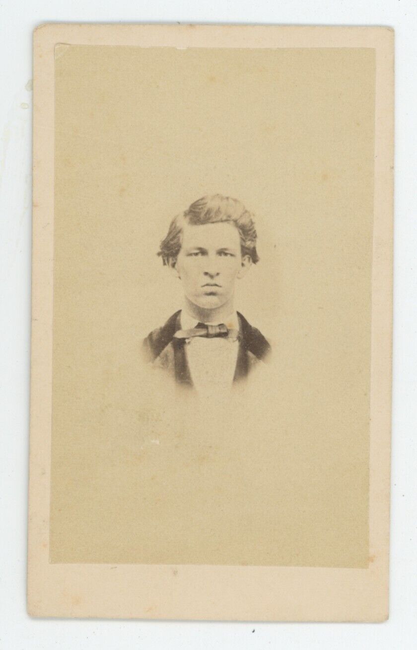 Antique CDV Circa 1860s Handsome Young Man Wearing Suit Cavert Sterling, IL