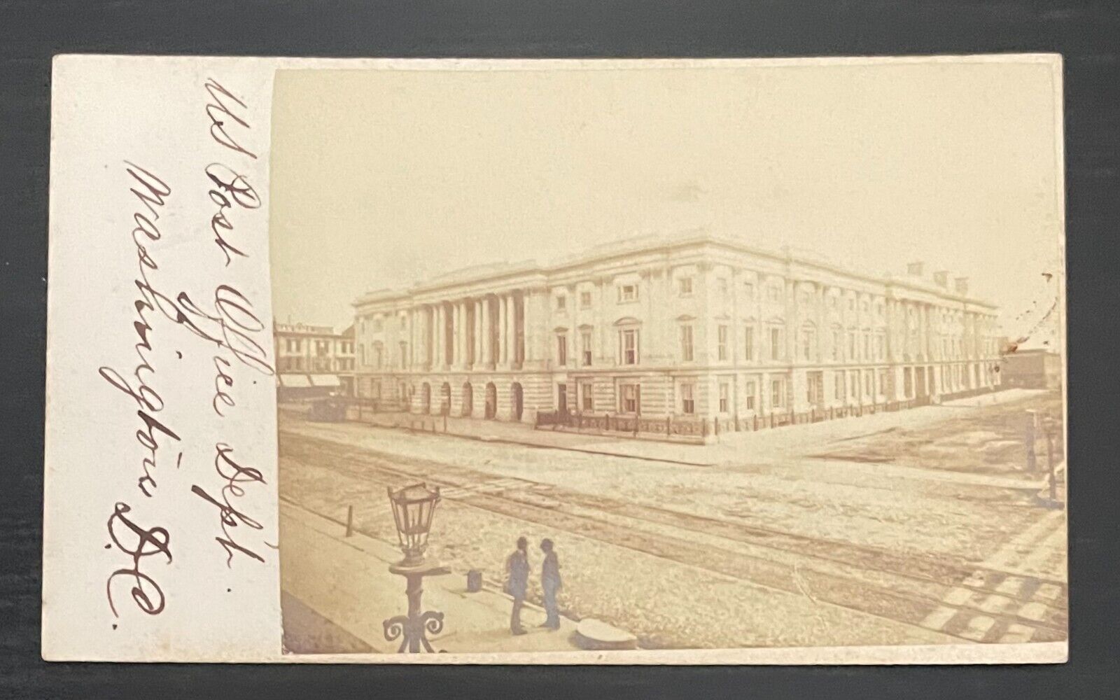 UNITED STATES POST OFFICE BUILDING WASHINGTON D.C. - 1860s ORIGINAL CDV PHOTO