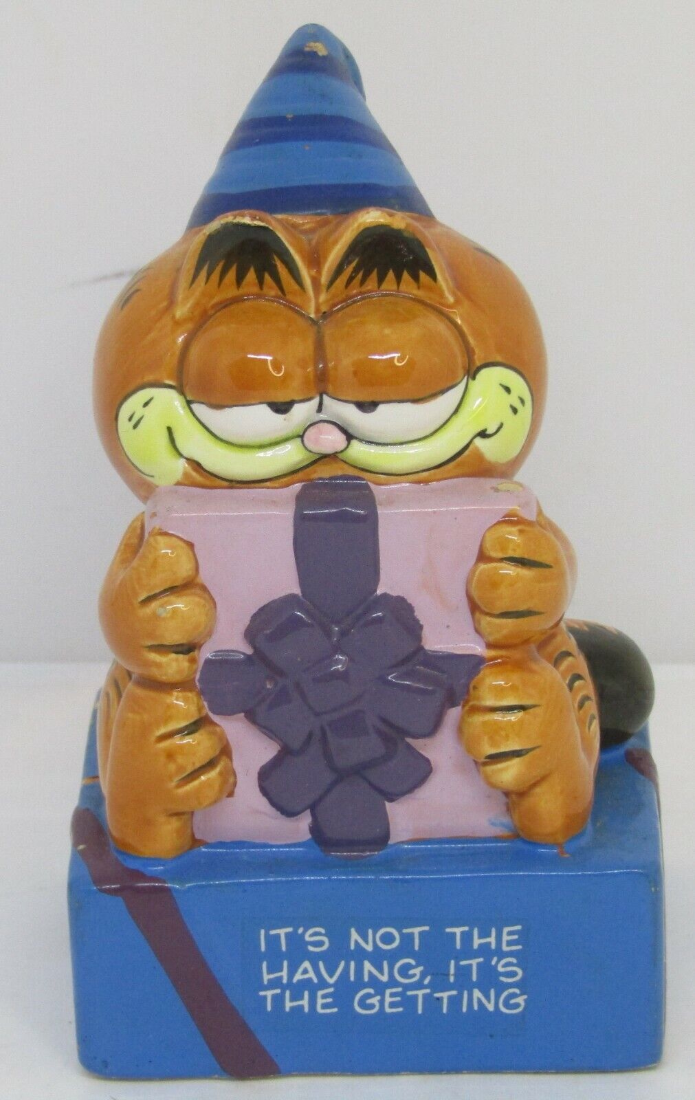 Vintage Garfield Enesco Party It\'s Not the Having It\'s the Getting Gift Figure.