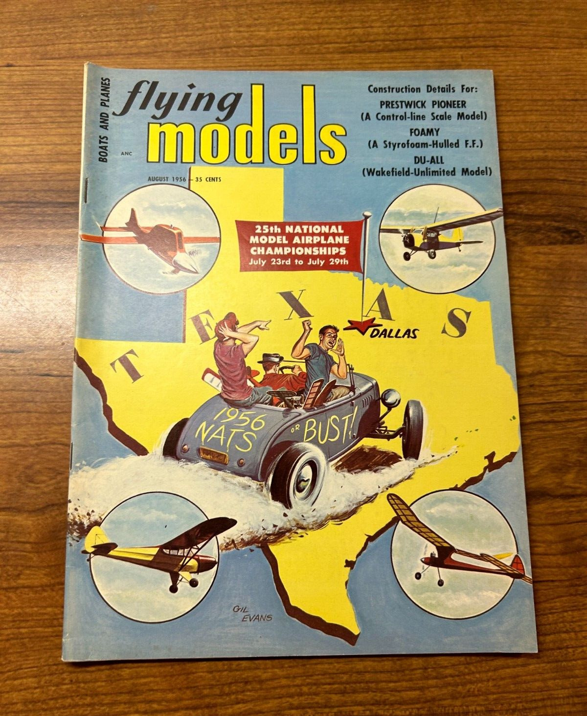 AUG 1956 MODEL BOAT PLANE FLYING MODELS MAGAZINE GIL EVANS COVER (022) 